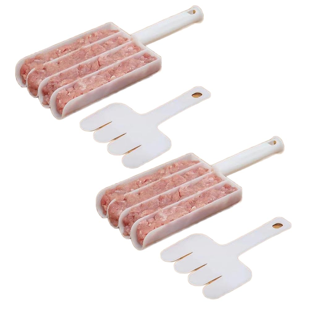 2-Pack White Non-Stick Meatball Maker Set - Triple Scoop & Melon Baller with Cutting Spade - Perfect for Making Meatballs, Fruit Balls & Cookie Dough - Ideal for Home Cooking, Meal Prep & Party Food Preparation