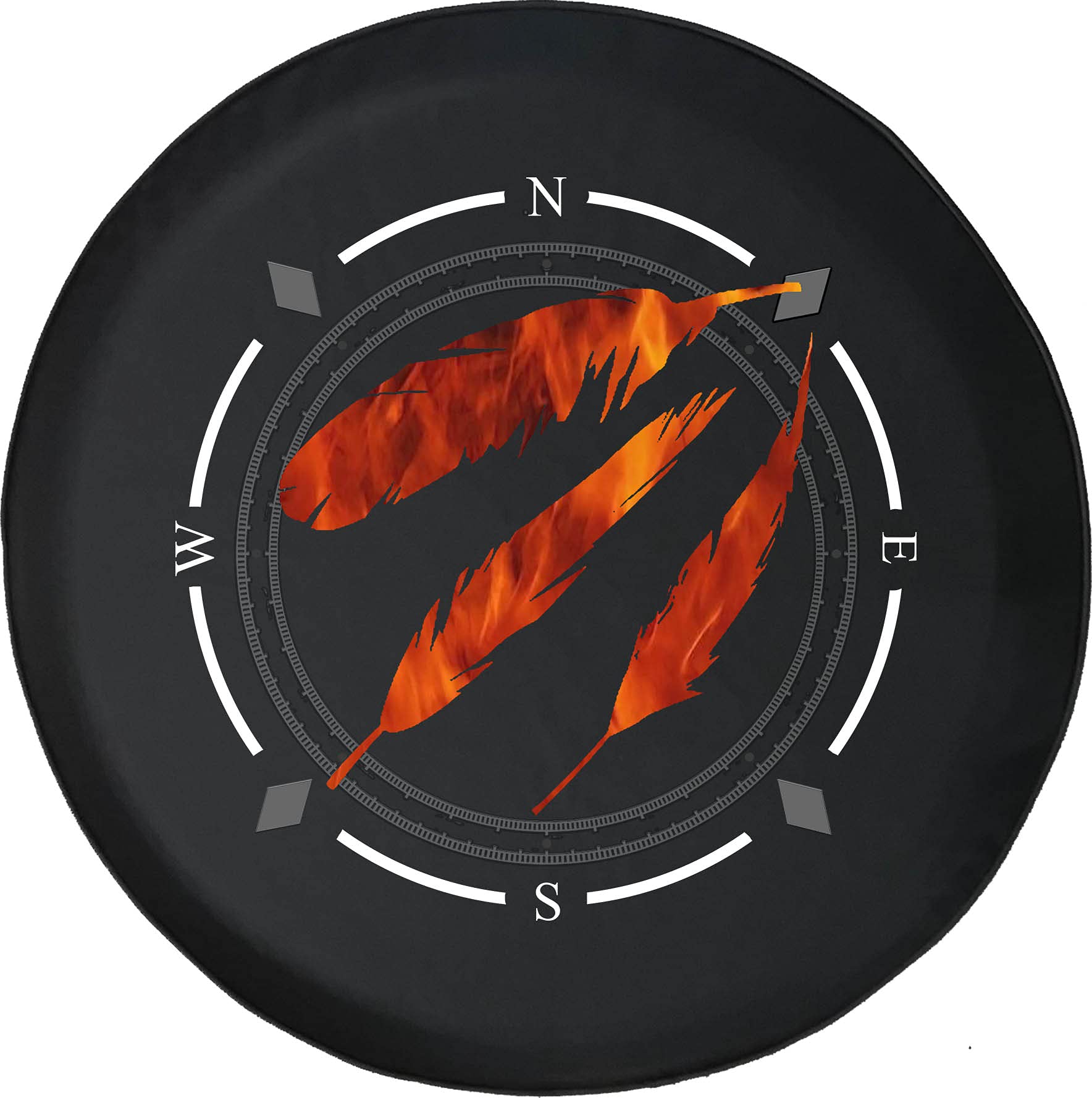 Premium Spare Tire Cover with Compass & Native American Feathers Design - Universal Fit for SUV, Trailer, RV & Most Vehicles - Waterproof & UV-Resistant Accessory for Outdoor Adventures & Road Trips