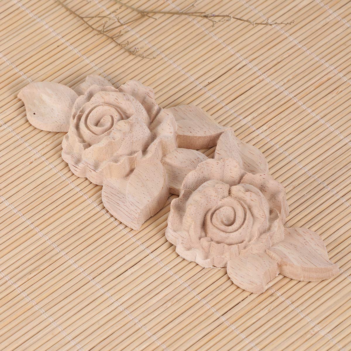 Handmade Rose Carving Wooden Chips - Natural Home Decor Wood Slices for DIY Crafts, Wall Art, Wedding Centerpieces & Rustic Decorations