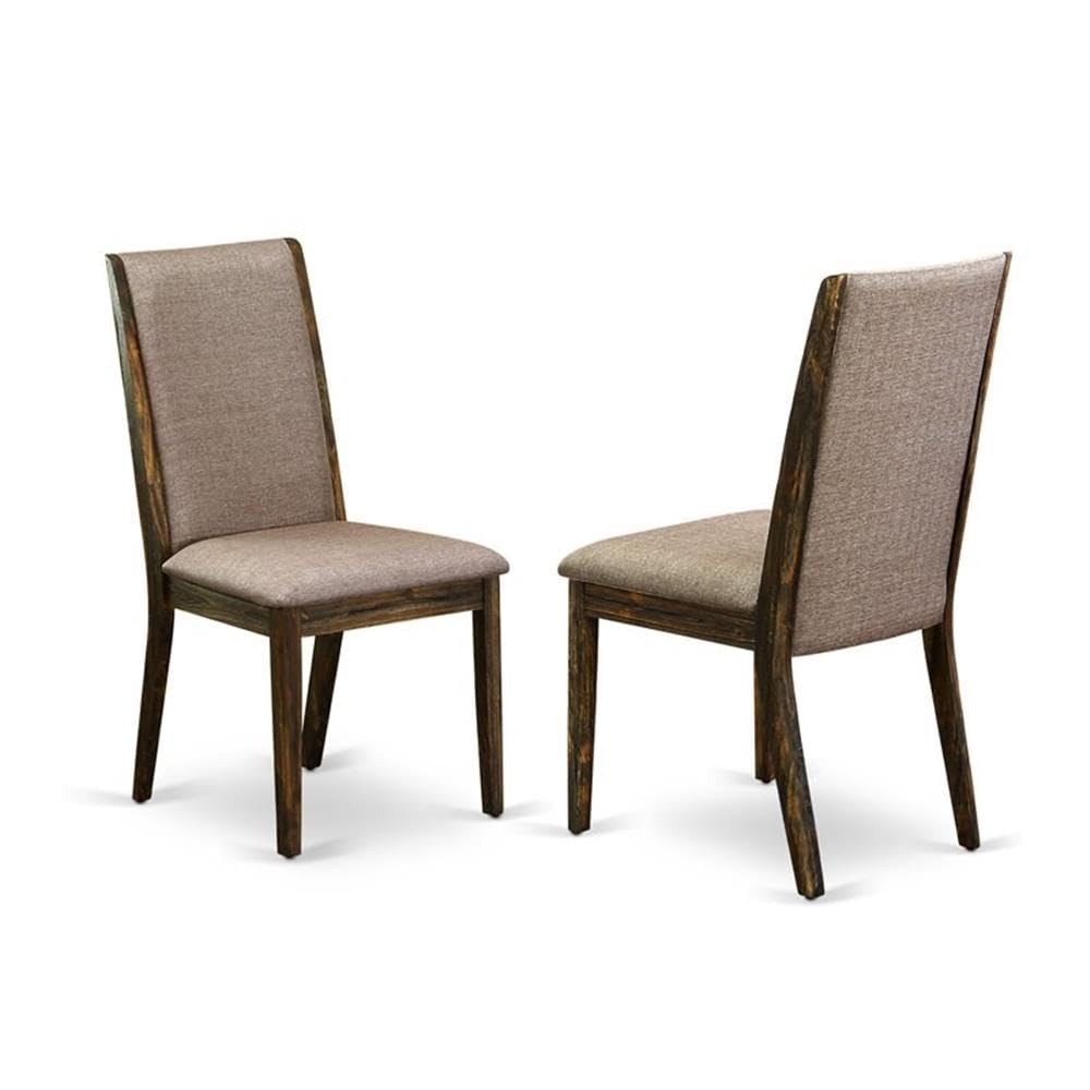 East West Furniture 5-Piece Dining Room Set with Rectangle Table & 4 Parsons Chairs - Removable Leaf, Dark Khaki Linen Fabric, Jacobean Finish (42x92 Inch) - Perfect for Family Meals, Dinner Parties & Kitchen Dining Areas