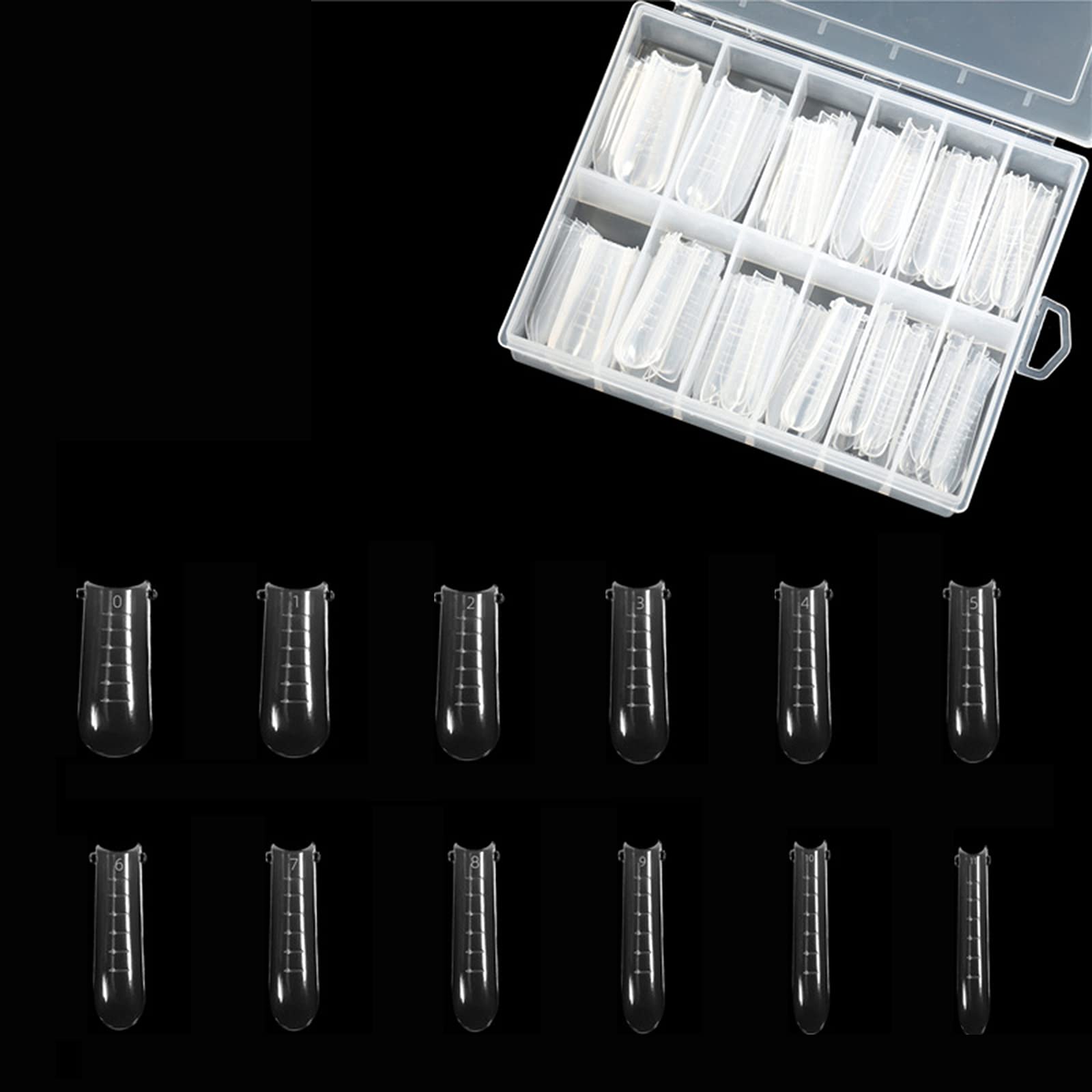 Homgee 120pcs Clear False Nail Tips for Nail Extension - French Nail Tips with Case, 12 Sizes for Nail Salons & DIY Nail Art - Perfect for Acrylic Nails, Gel Extensions & Home Manicures