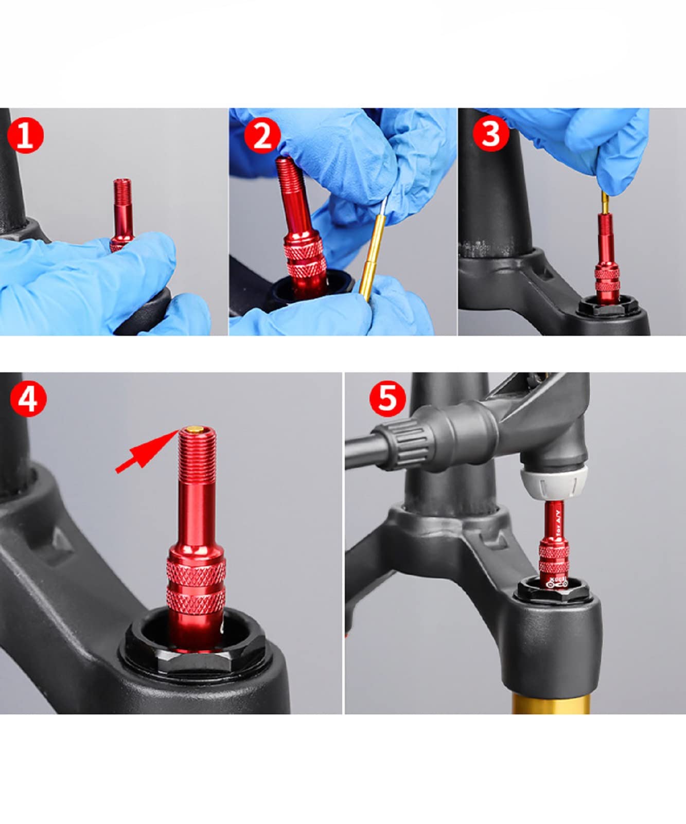 Bike Front Fork Valve Adapter - Aluminum Alloy Bicycle Air Fork Inflator for Standard Pump & Air Compressor - Perfect for MTB, Road Bike & Cycling Maintenance