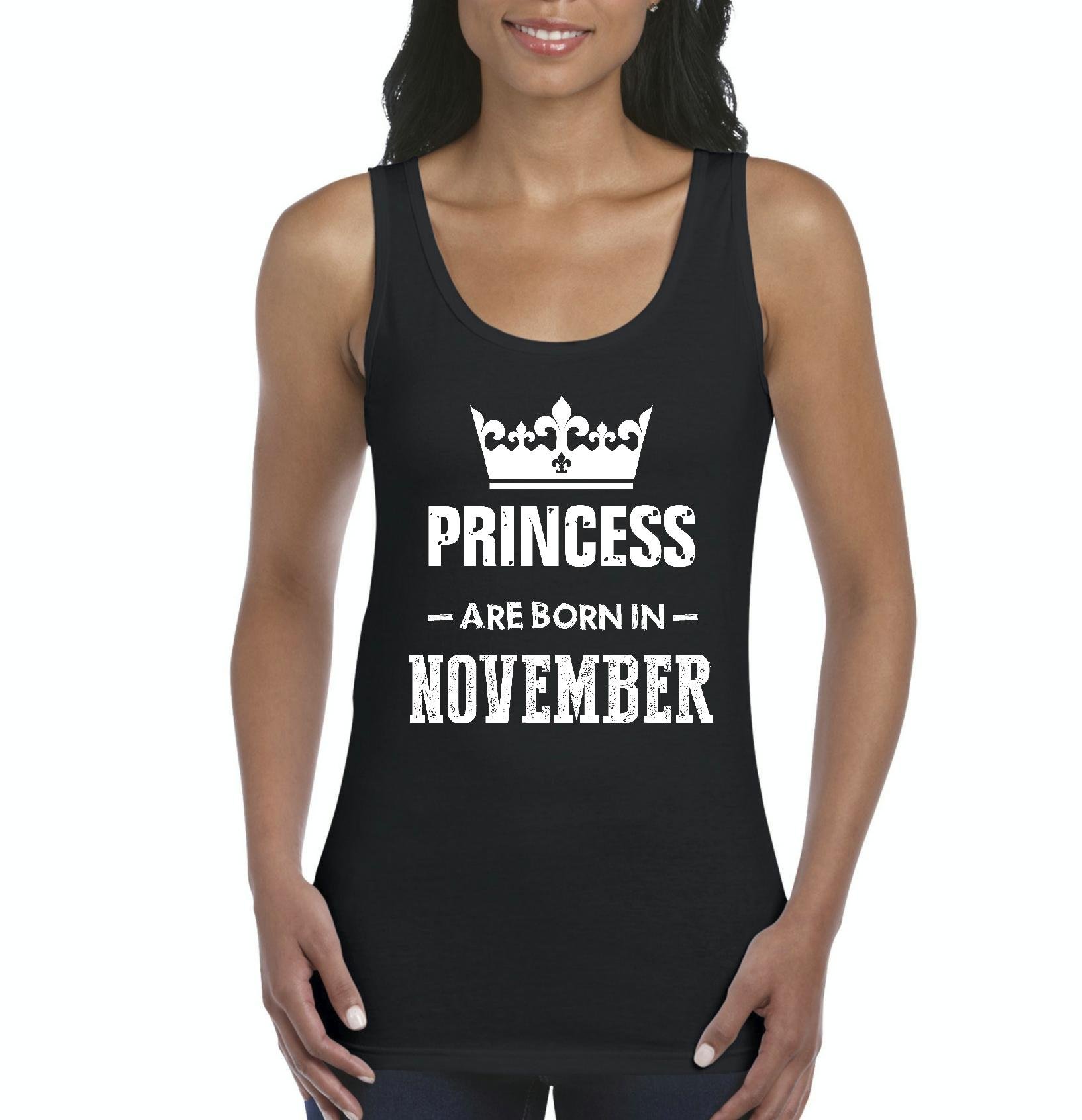 November Birthday Tank Top for Women - Princess Born in November Cute Sleeveless Shirt for Birthday Parties & Celebrations