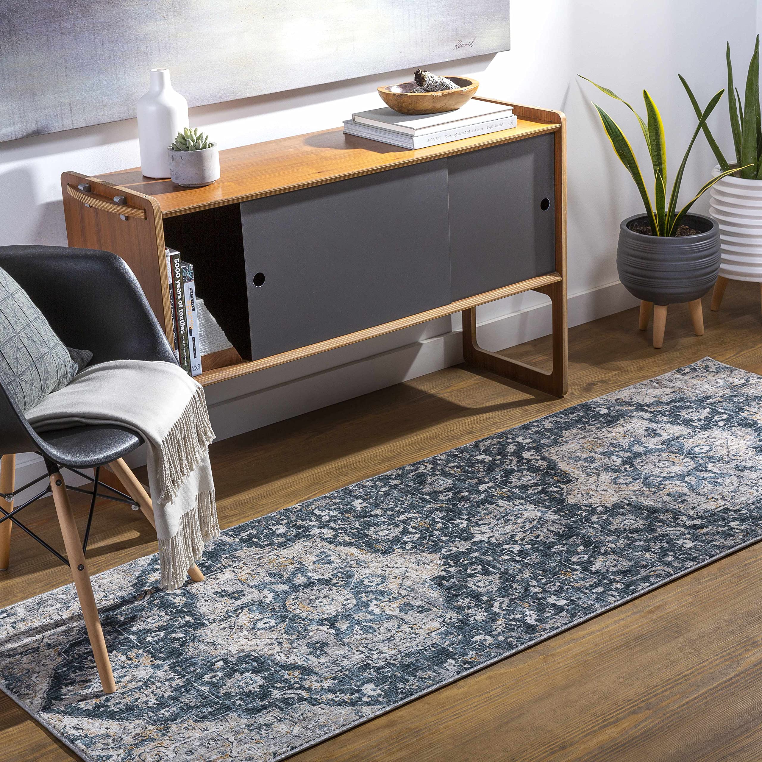 Hauteloom Beaudesert Modern Area Rug for Living Room & Bedroom - Soft Brown, Gray, Blue Handwoven Rug - 2'7
