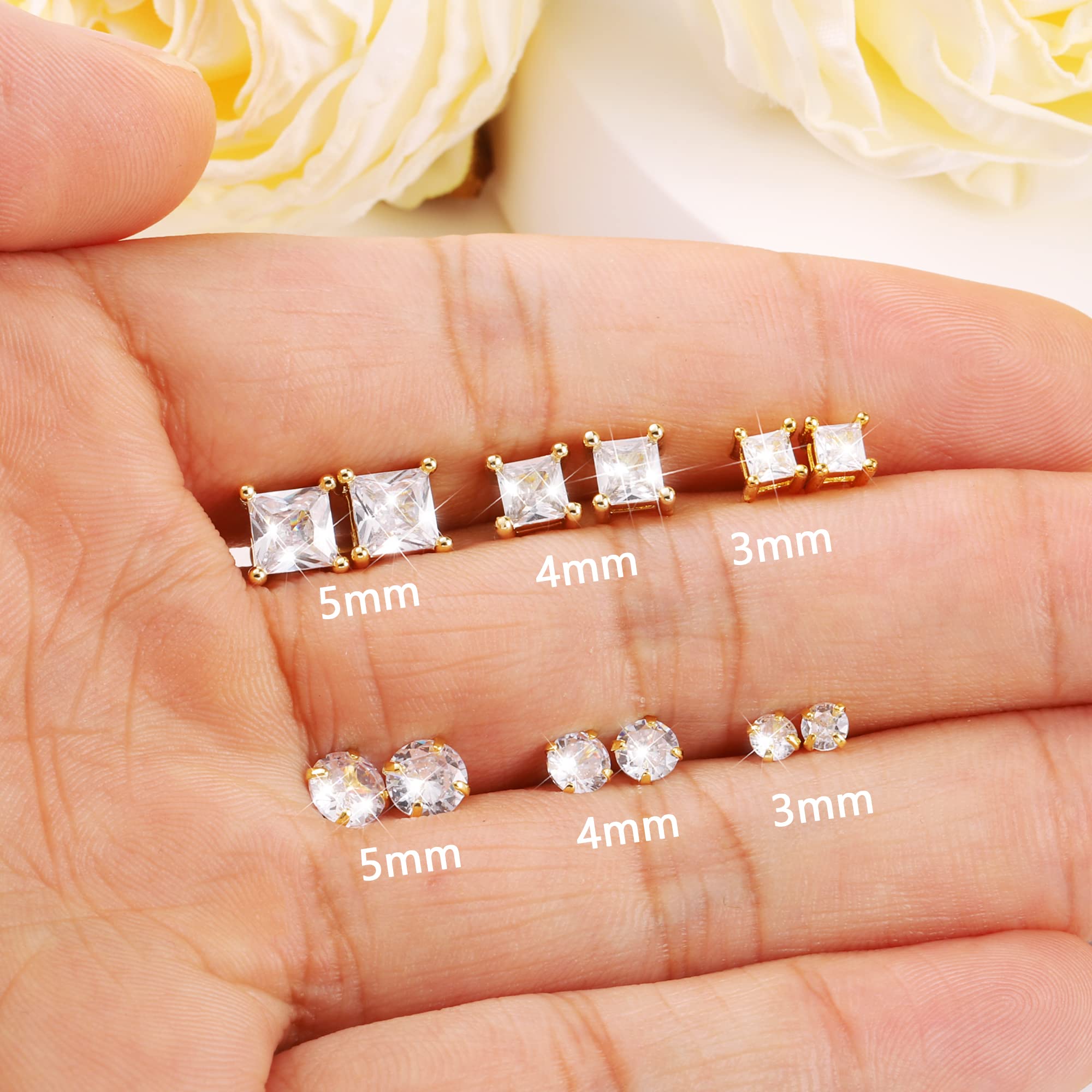 ALEXCRAFT Small Stud Earrings for Women - Diamond & Ball Stud Earrings Set, Dainty Cute Earrings for Everyday Wear, Gift for Her | Perfect for Work, Date Night & Special Occasions