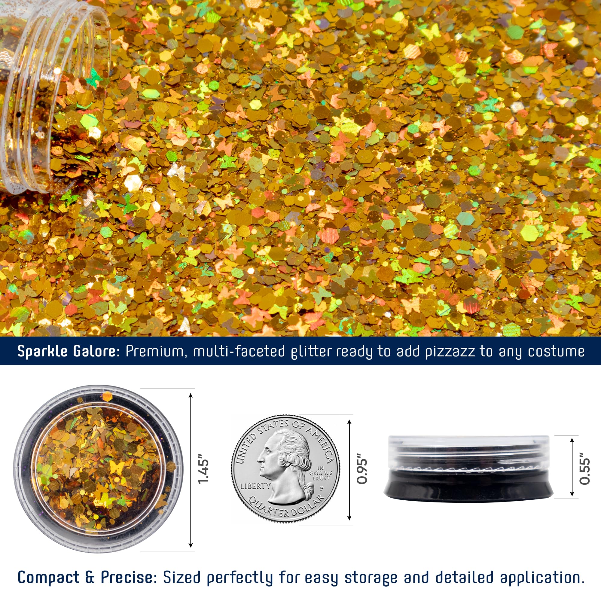 Funcredible Gold Alien Headbands & Glitter - Sparkly Martian Antenna Headband for Halloween Costume Accessories | Perfect for Alien-Themed Parties, Cosplay Events & Halloween Costumes