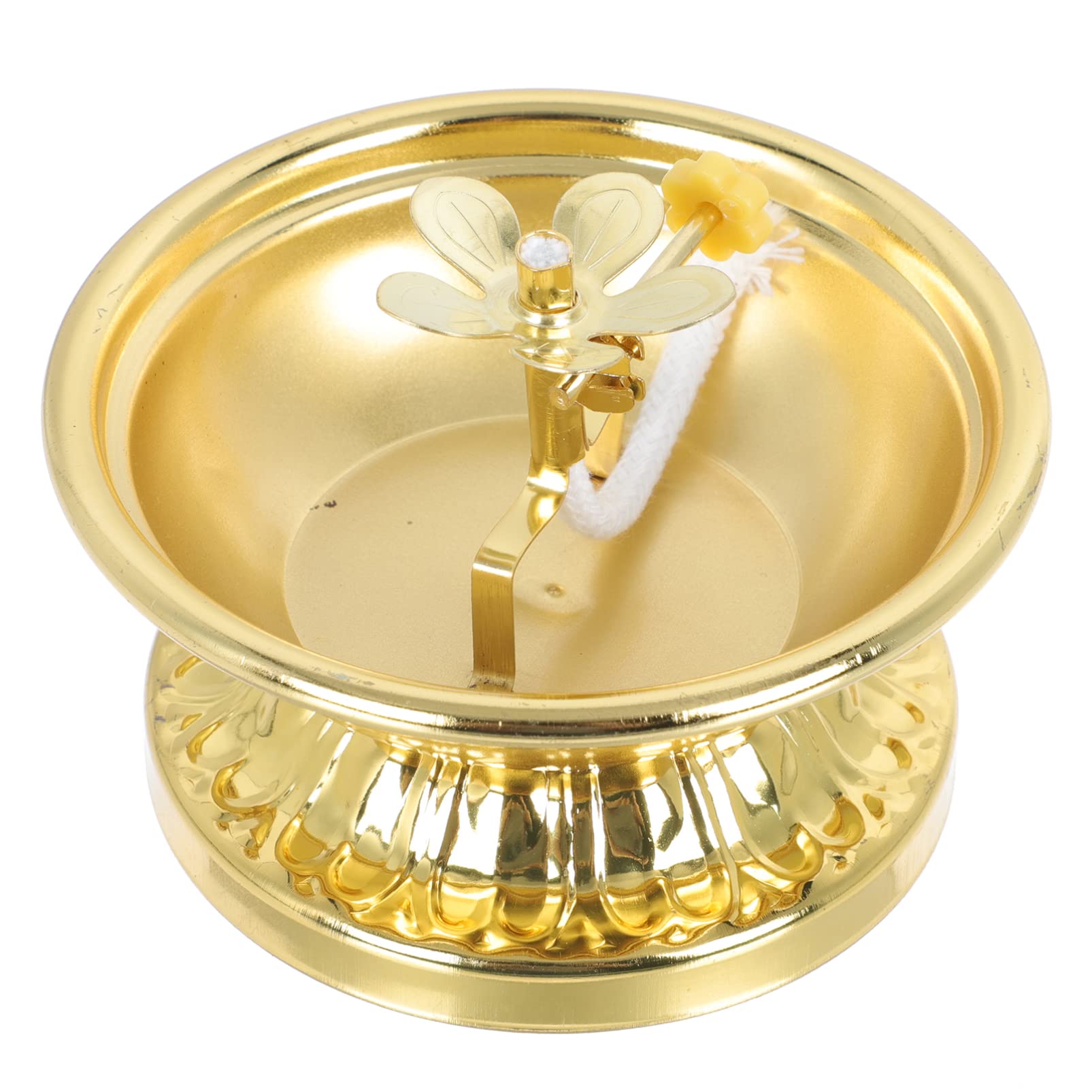 GANAZONO Golden Ghee Lamp Holder - Religious Tea Light Candle Stand for Tibetan Oil Lamps, Buddhist Altar Supplies & Temple Decor - Perfect for Meditation, Yoga Spaces & Spiritual Ceremonies