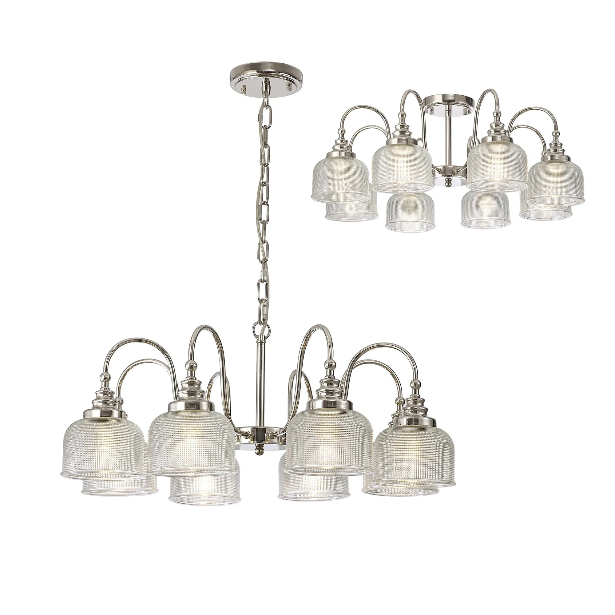 Cleron 3/5/8Lt Semi Flush Mount Pendant Light Fixture - Modern Ceiling Lighting in Multiple Colors for Living Room, Bedroom & Dining Room