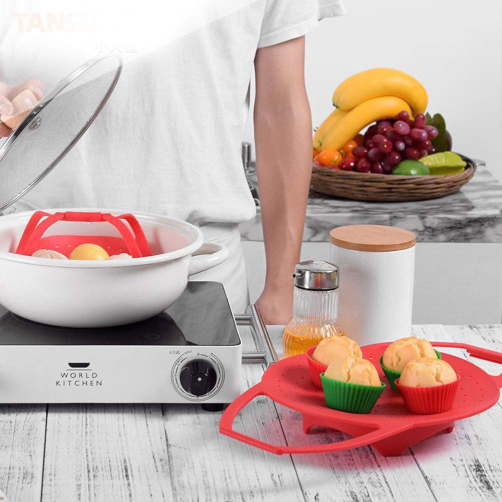 Foldable Silicone Steamer Basket for Vegetables & Dumplings - Reusable Microwave & Stovetop Safe Food Steamer - Perfect for Healthy Cooking & Meal Prep