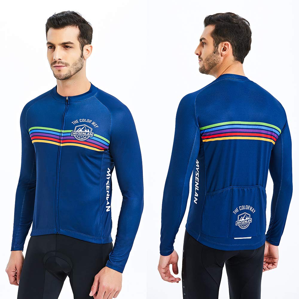 **Mysenlan Men's Cycling Jersey Set – Long Sleeve Bike Shirt & 3D Padded Bicycle Tights – Breathable & Comfortable for Road & Mountain Biking**