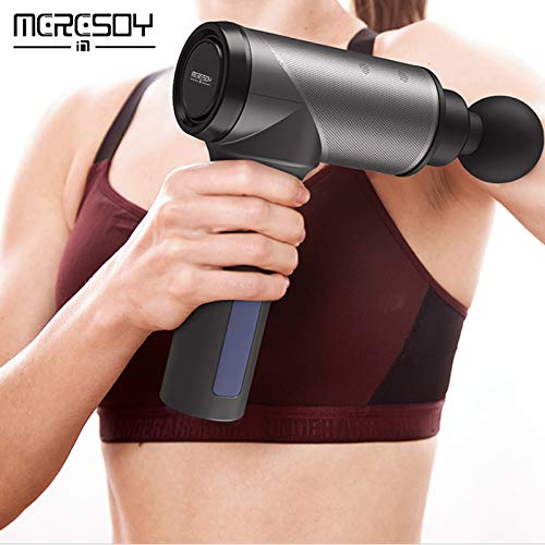 **Meresoy K1 Mini S 3400mAh Cordless Percussion Massage Gun - Deep Tissue Muscle & Fascia Massager for Pain Relief, 5 Speed Levels & 6 Heads, Portable for Athletes & Recovery (Black) – Perfect for Post-Workout, Travel & Home Use**