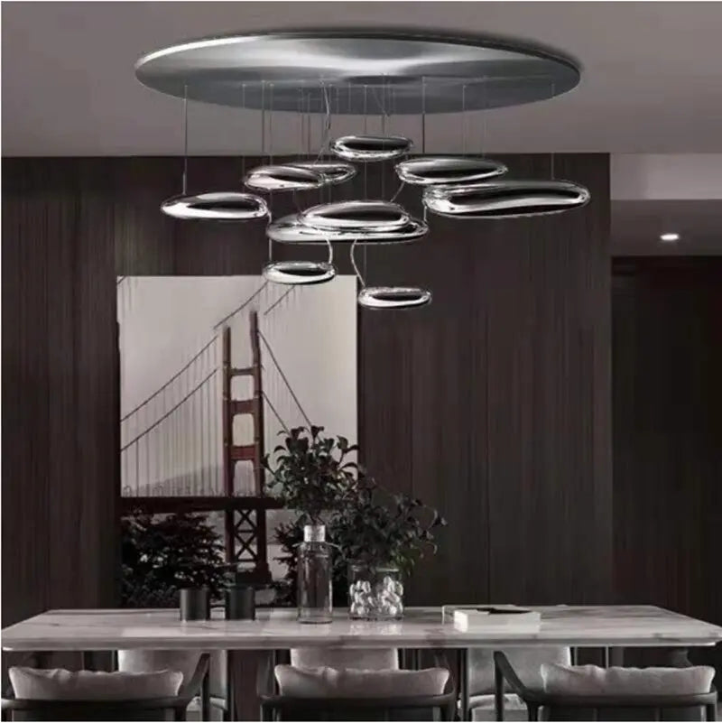 Modern Droplet Ceiling Light Fixture - 5/7/9 Head Adjustable Chandelier for Dining Room, Bedroom & Living Room Lighting - Energy Efficient LED Pendant Light for Home Decor