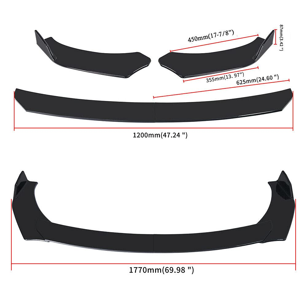 High-Performance Front Bumper Lip Splitter Spoiler with Strut Rods for Dodge Charger SRT & Challenger - Aerodynamic Upgrade for Racing & Street Performance
