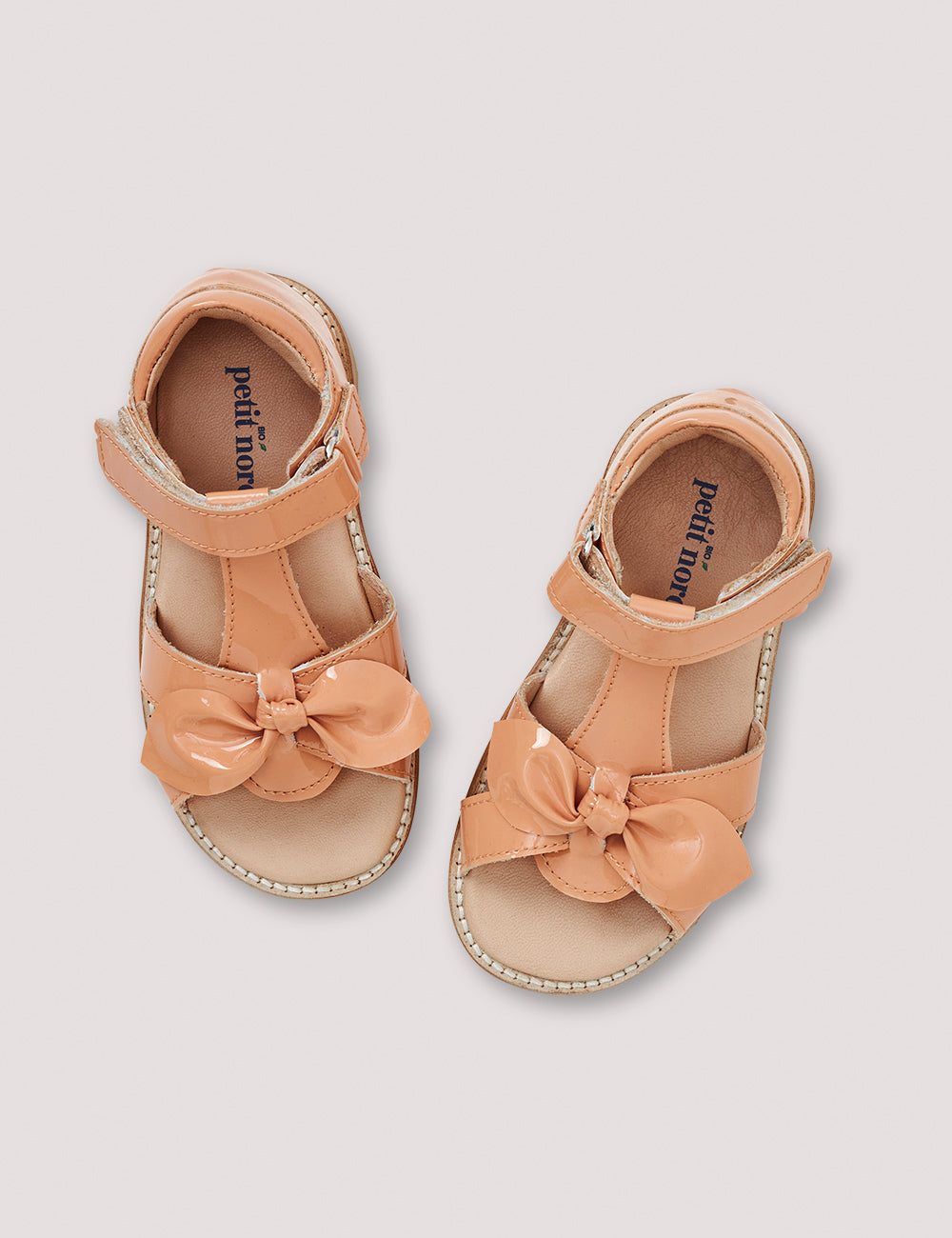 Petit Nord Women's Apricot Patent Leather Bow Sandals - Elegant Dress Shoes for Weddings, Parties & Special Occasions