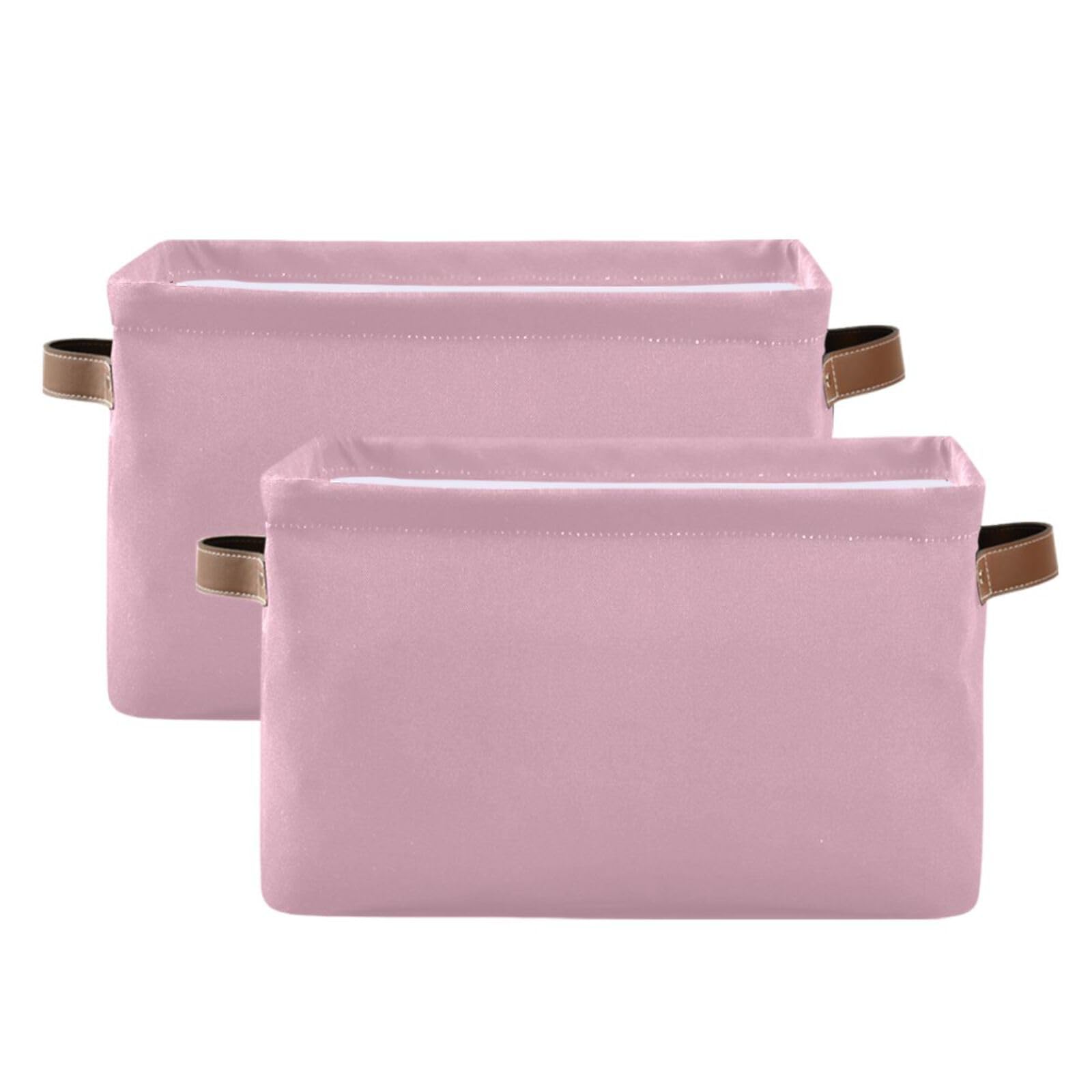 Azalea Pink Fabric Storage Bins with Sturdy Handles - 2 Pack Closet & Shelf Organizers for Bedroom, Dormitory & Home Organization - Perfect for Toys, Books & Clothes Storage