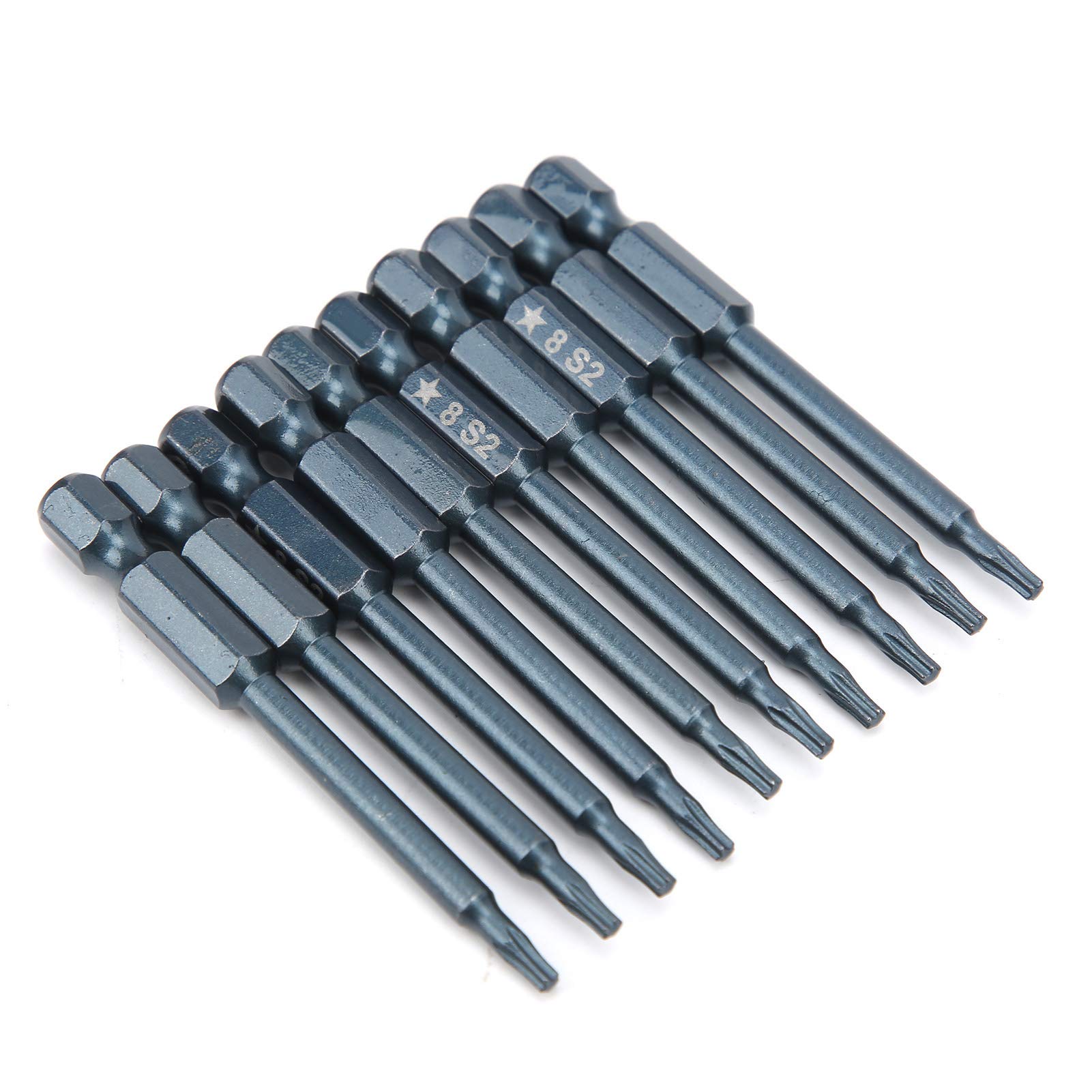 10-Piece 6.3mm Screwdriver Bit Set - S2 Alloy Steel Professional Screwdriver Bits with Blue Finish - Perfect for Electronics, Cameras, Watches & Eyeglasses Repair