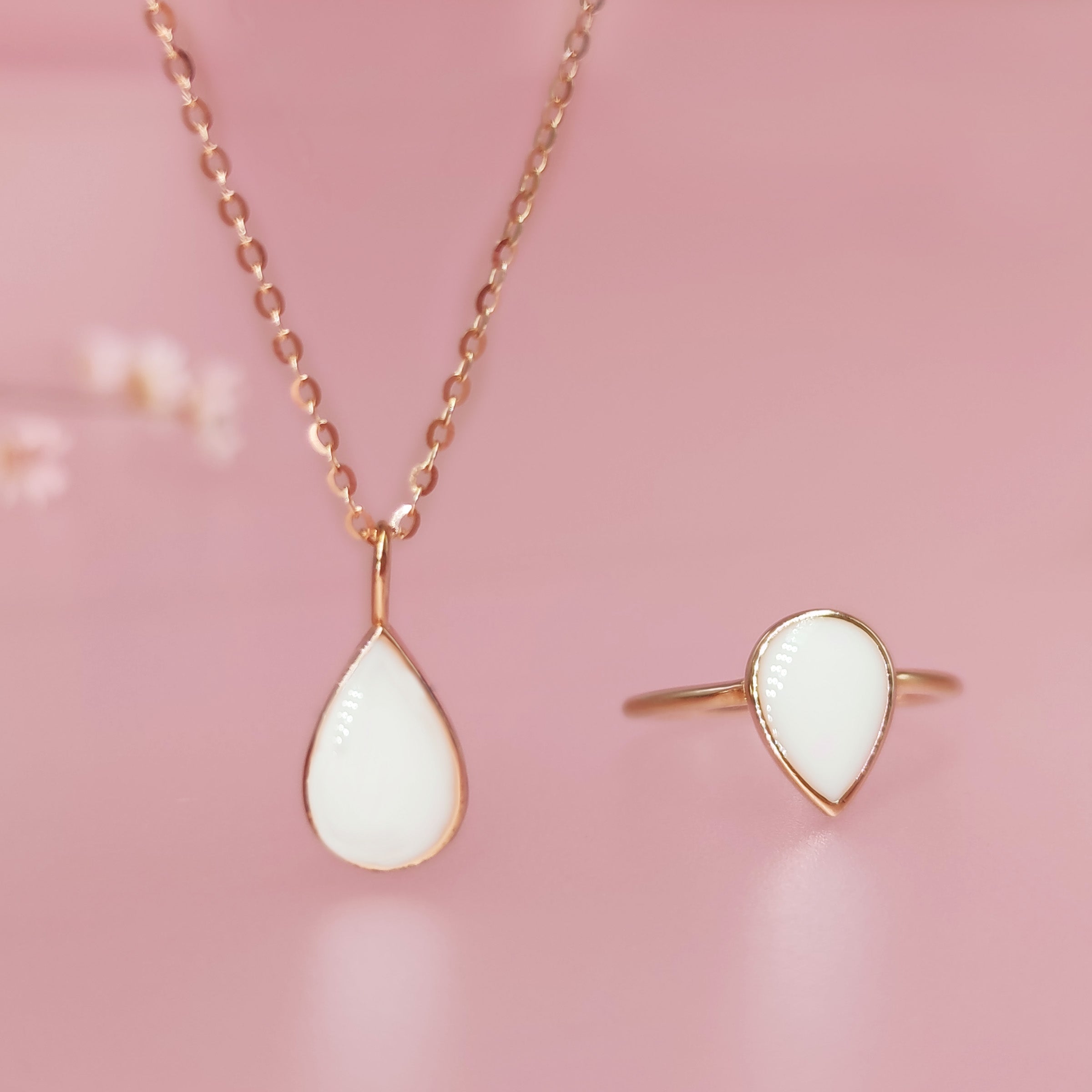 Sterling Silver Teardrop Breastmilk Keepsake Jewelry Set - DIY Memorial Ring & Necklace Kit for Mothers - Perfect for Baby Shower Gifts and Cherished Memories