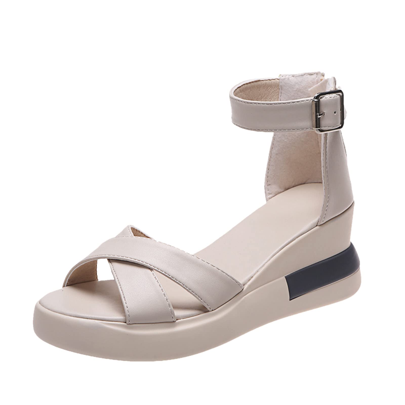 Women's Comfortable Bohemian Wedge Sandals - Flatform Peep Toe Chunky Platform Shoes for Casual Wear, Beach & Summer Outfits