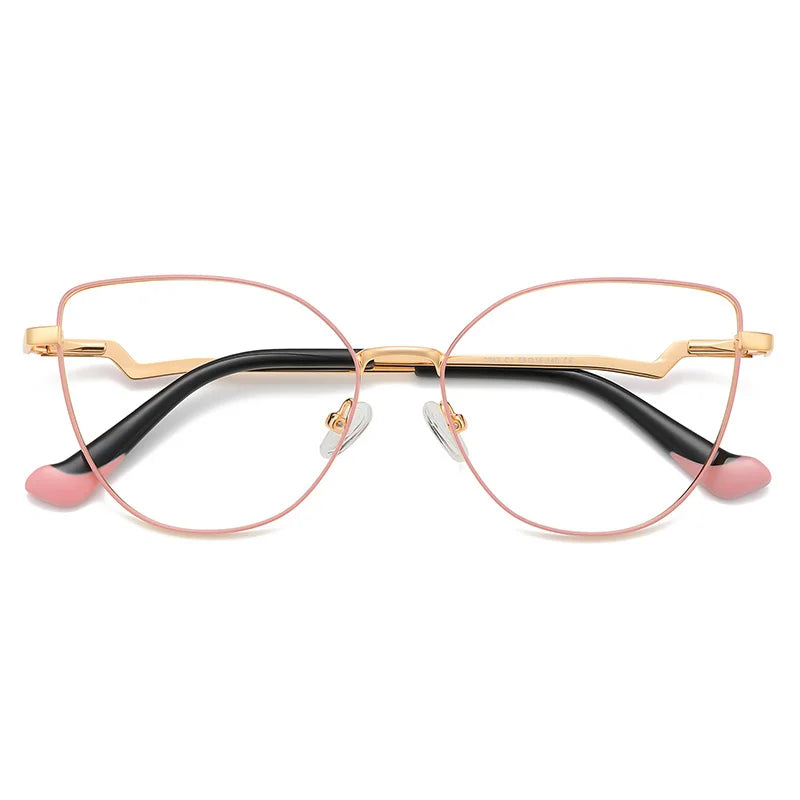 Brightzone Women's Full Rim Square Cat Eye Alloy Eyeglasses Frame 943043 - Stylish & Lightweight for Work, Reading & Fashion Accessories