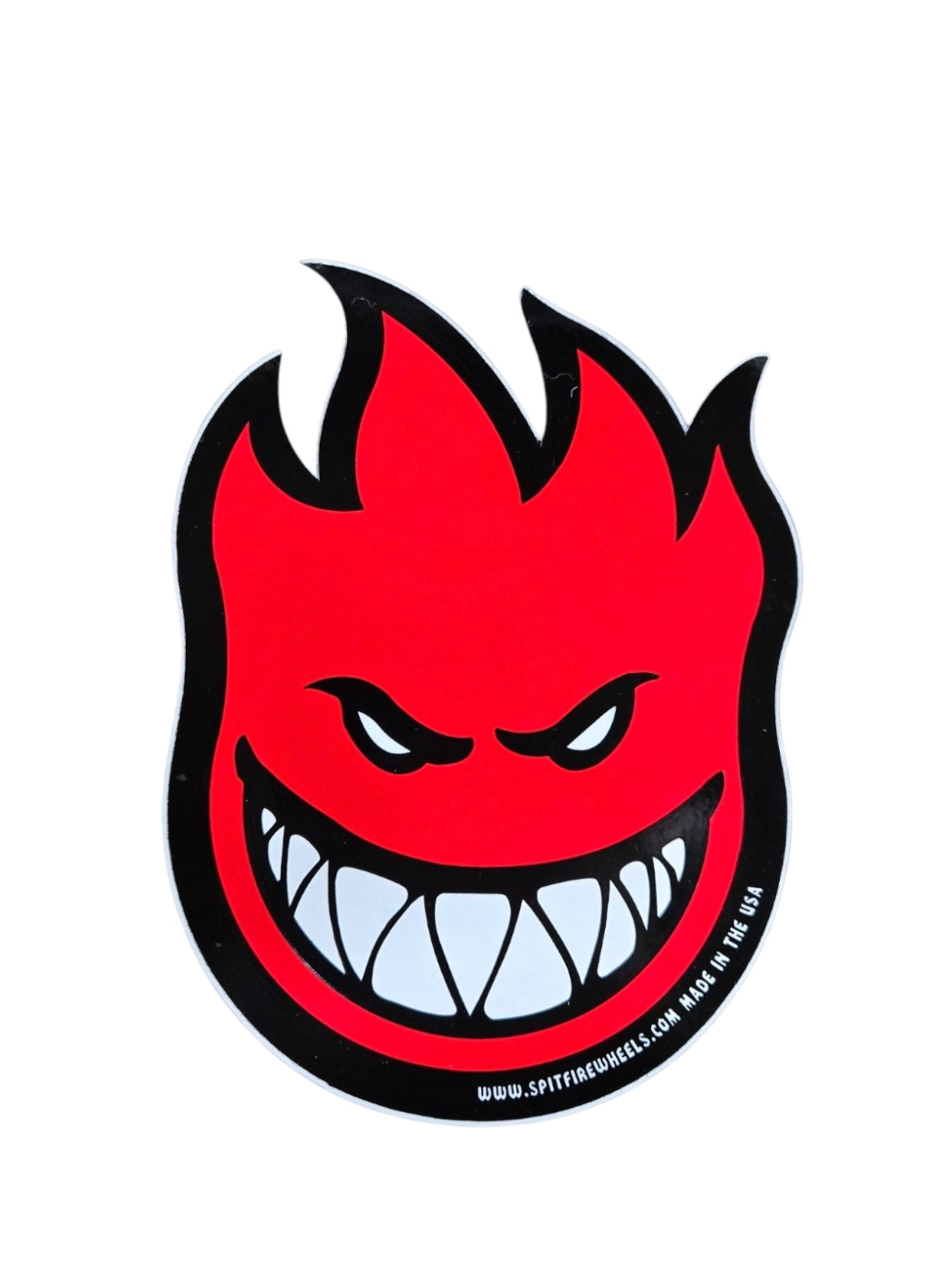 Vintage Spitfire Wheels Big Head Sticker 4.5 x 6 Inches - Red Decal for Skateboards, Laptops, and DIY Projects - Retro Skateboard Stickers for Helmets, Bikes & Cars