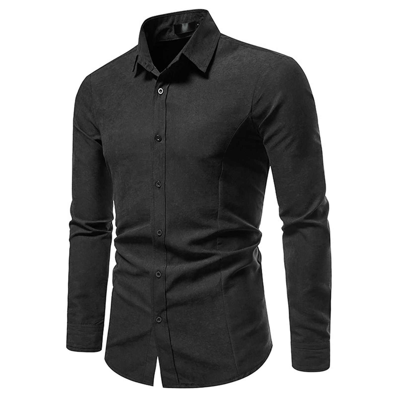 Men's Graphic T-Shirts & Slim Fit Long Sleeve Casual Shirts - Spring Solid Color Turn Down Collar Button Up Shirts for Men | Perfect for Work, Date Night & Everyday Wear