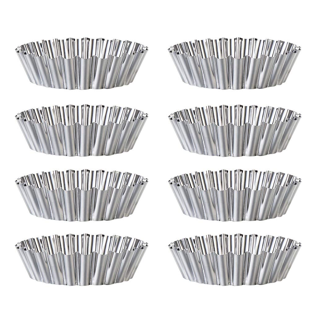 Premium Stainless Steel Cake Pan Set - 6-Piece Baking Molds for Cupcakes, Egg Tarts & Whoopie Pies | Non-Stick Kitchen Bakeware for Home Bakers & Professional Chefs | Perfect for Birthday Parties, Tea Time & Holiday Baking (Silver)