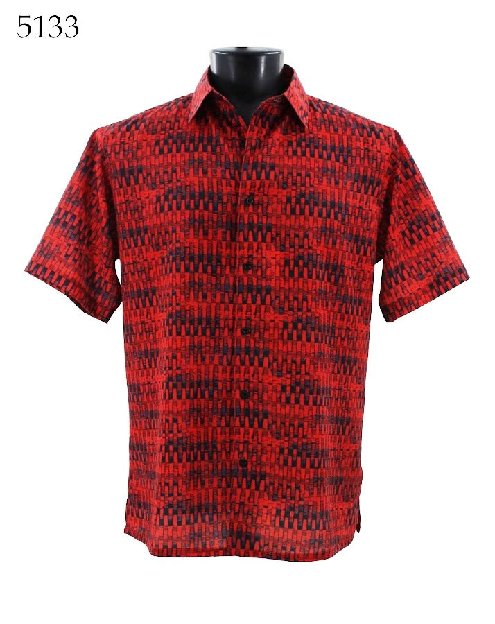 Bassiri Men's Short Sleeve Casual Shirt 5133 - Breathable Cotton Comfort Fit for Summer, Office & Outdoor Activities