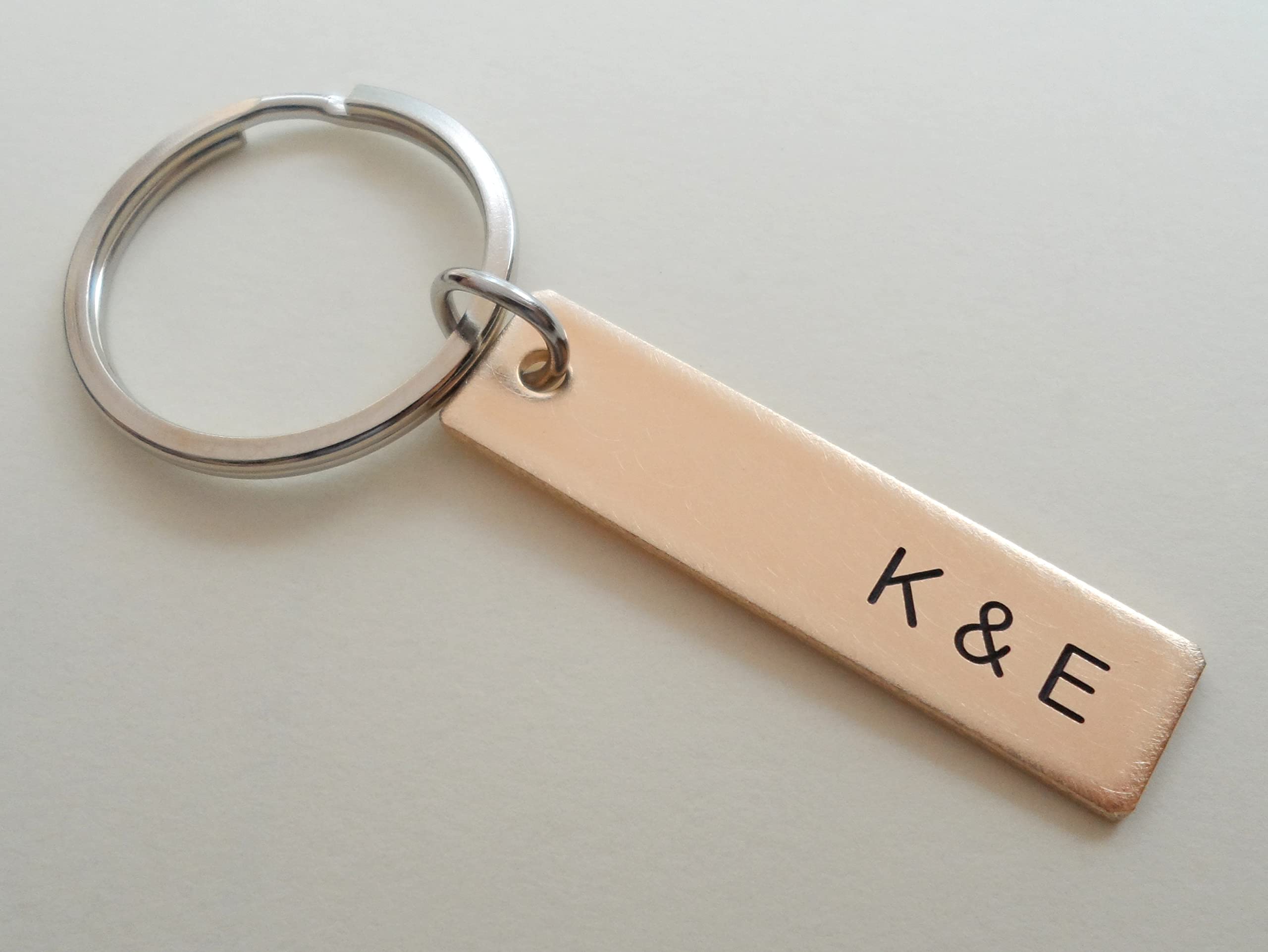 Personalized Bronze Keychain with Engraved Initials - Custom Couples Gift for Anniversary, Wedding, Boyfriend & Girlfriend - Perfect for Romantic Gifts, Travel Accessories & Everyday Carry