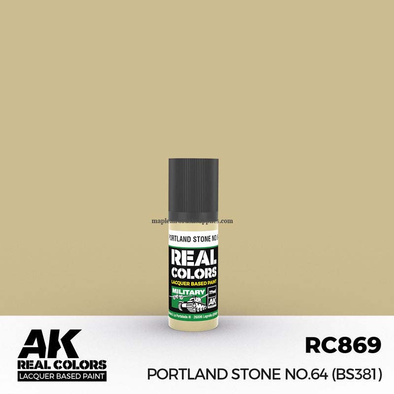 AK Interactive Real Colors Portland Stone No.64 (BS381) - Premium Acrylic Paint for Scale Models & Miniatures - Perfect for Military, Aircraft, and Historical Dioramas