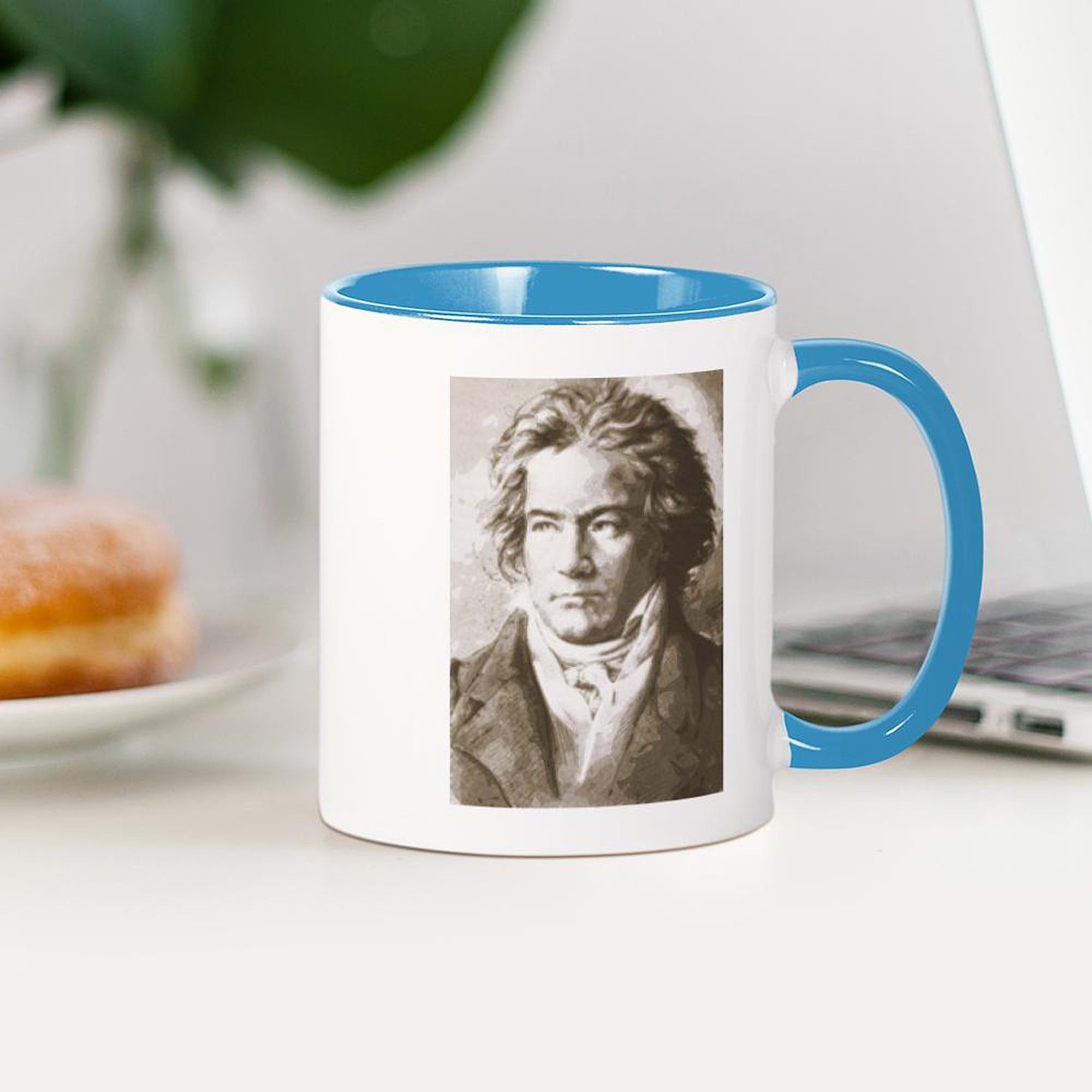 Beethoven Sepia 11 oz Ceramic Coffee Mug (325 ml) - Perfect for Home, Office & Gifts - Classic Music Lover's Cup for Tea, Hot Chocolate & Coffee