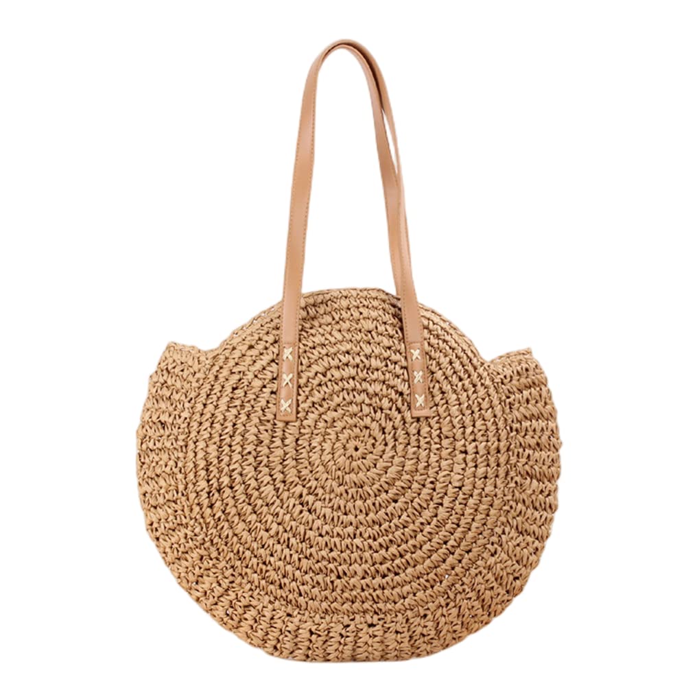 Woven Straw Shoulder Bag - Summer Beach Tote for Vacation & Travel