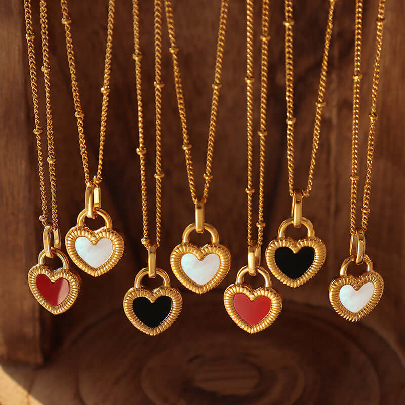 18K Gold Double Sided Heart Pendant Necklace for Women - Elegant Layering Jewelry Gift for Valentine's Day, Anniversary & Special Occasions