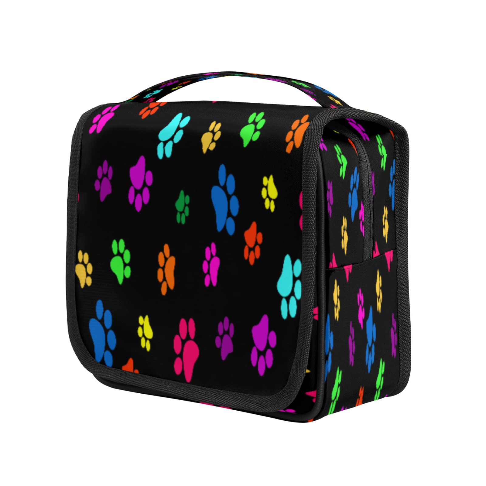 Waterproof Rainbow Paw Print Travel Toiletry Bag for Women & Men - Hanging Cosmetic Organizer for Makeup, Bathroom & Shower Essentials - Perfect Travel Accessories Kit & Gift for Girls, Boys