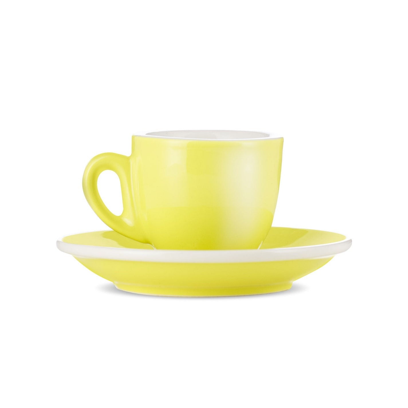 Premium Porcelain Espresso Cup & Saucer Set - 2oz/70ml, Bright Yellow - Perfect for Home Baristas, Coffee Shops & Gifts - Durable & Dishwasher Safe for Daily Use