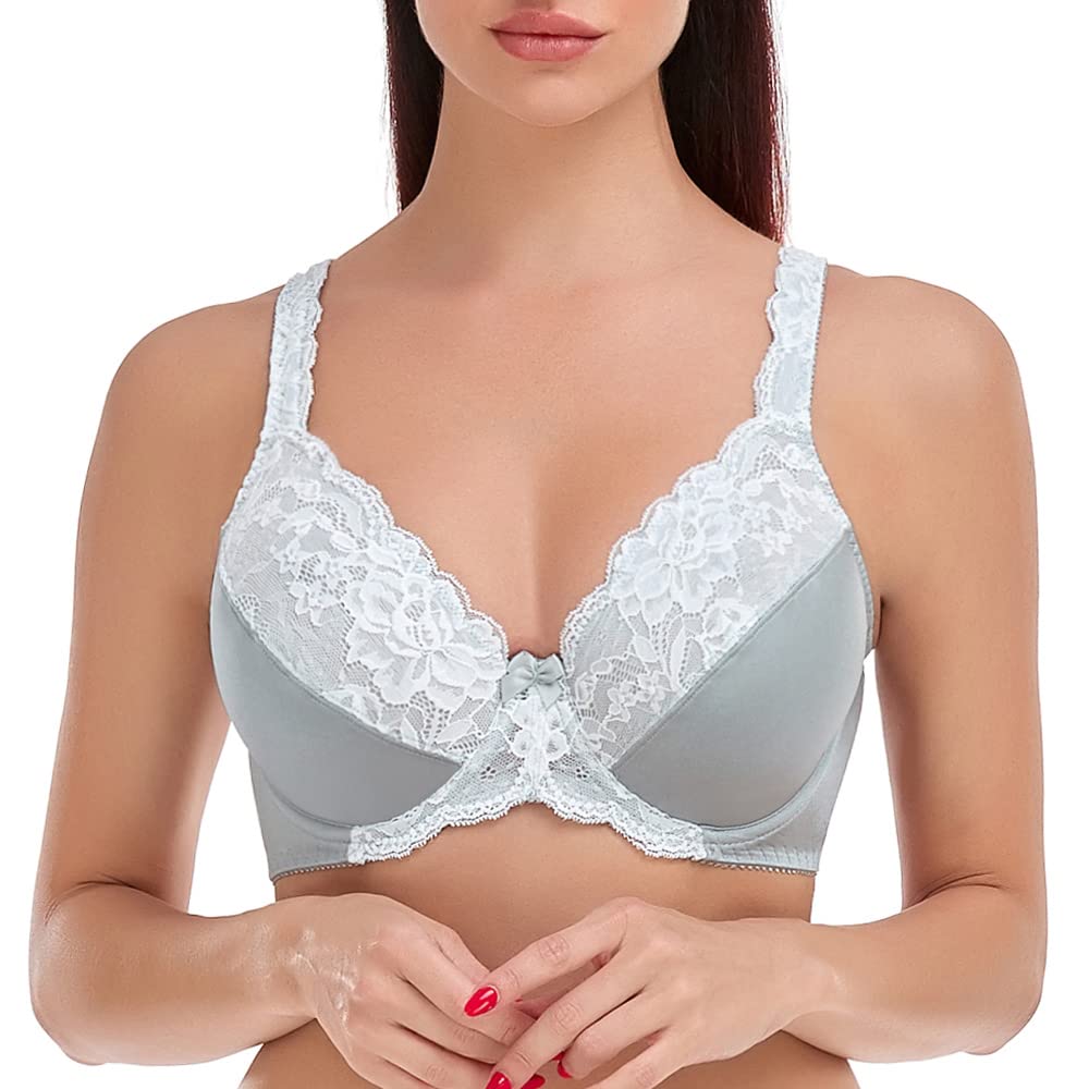 Plus Size Women's Minimizer Bra - Full Coverage Underwire Unlined Lace Bras for Comfort & Support | Perfect for Everyday Wear & Special Occasions