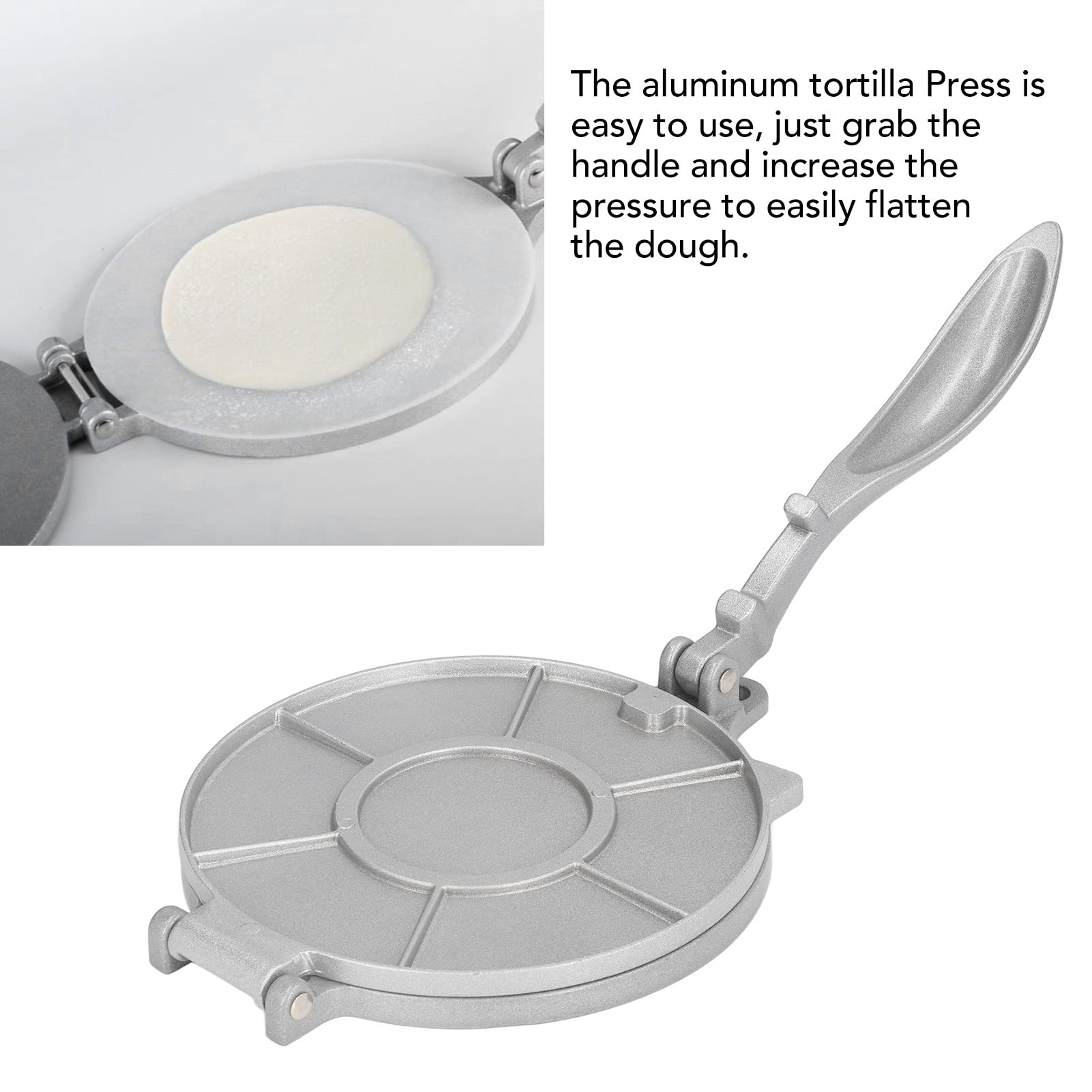 **7.7 Inch Heavy Duty Aluminum Alloy Tortilla Press - Durable Quesadilla Maker, Flour Tortilla Maker & Roti Press for Homemade Tacos, Wraps & Mexican Cuisine**
