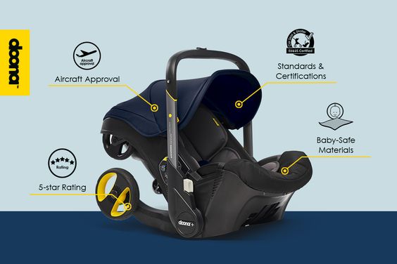 Doona Infant Car Seat & Stroller Travel System with SensAlert Technology - Safe Baby Carrier for Newborns to Toddlers | Perfect for Air Travel, Road Trips & Everyday Use