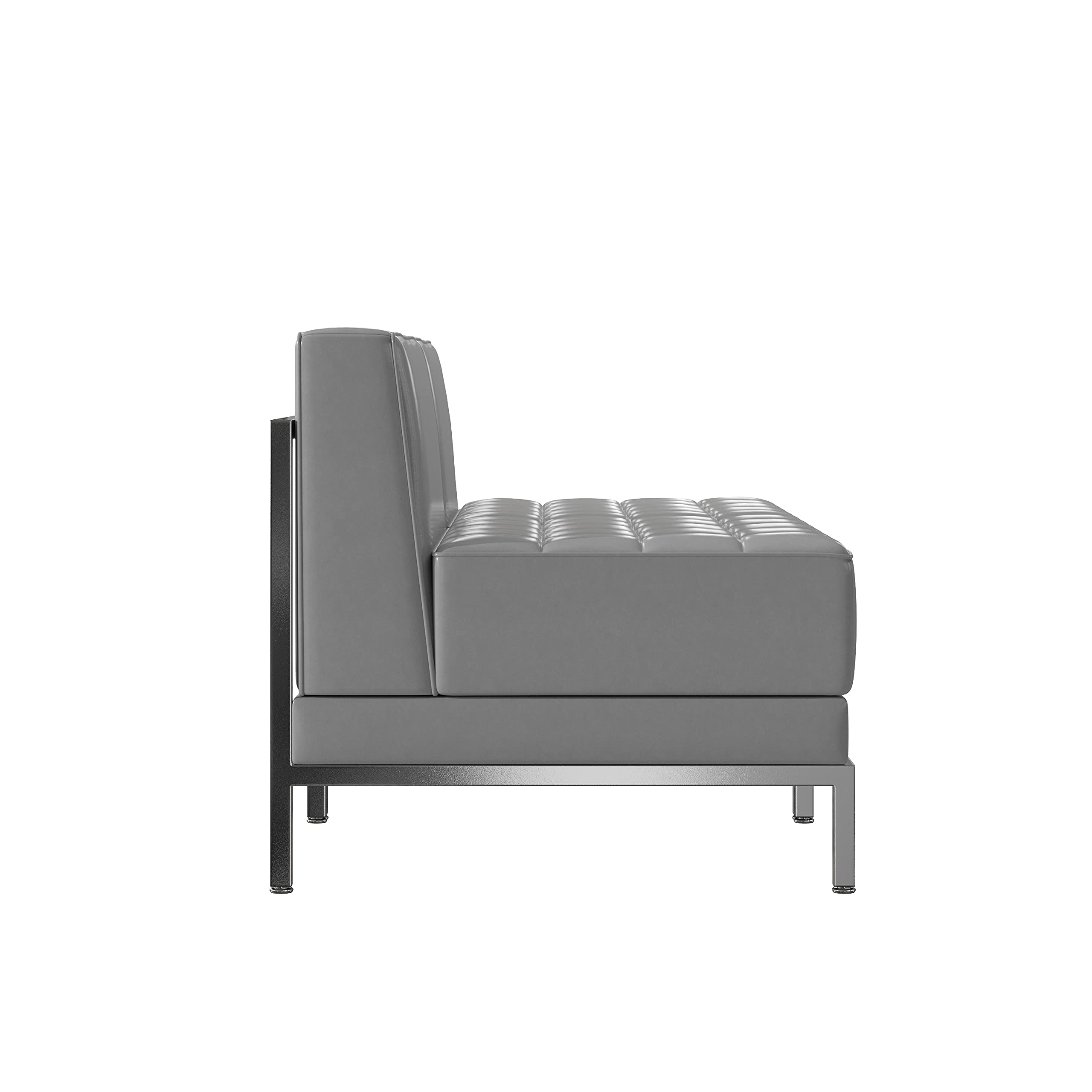 Flash Furniture HERCULES Series 2-Piece Gray LeatherSoft Waiting Room Lounge Set with Reception Bench - Comfortable Seating for Office Lobby, Hotel Reception & Clinic Waiting Areas