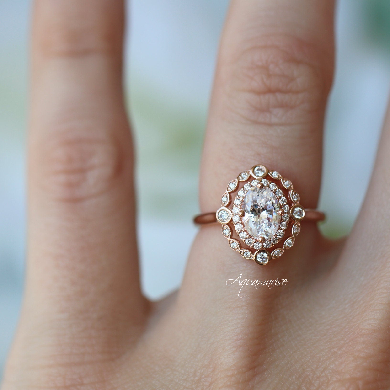 Valentina Moissanite Engagement Ring for Women - 10K/14K/18K Solid Rose Gold Wedding Band - Perfect for Proposals, Anniversaries & Bridal Jewelry