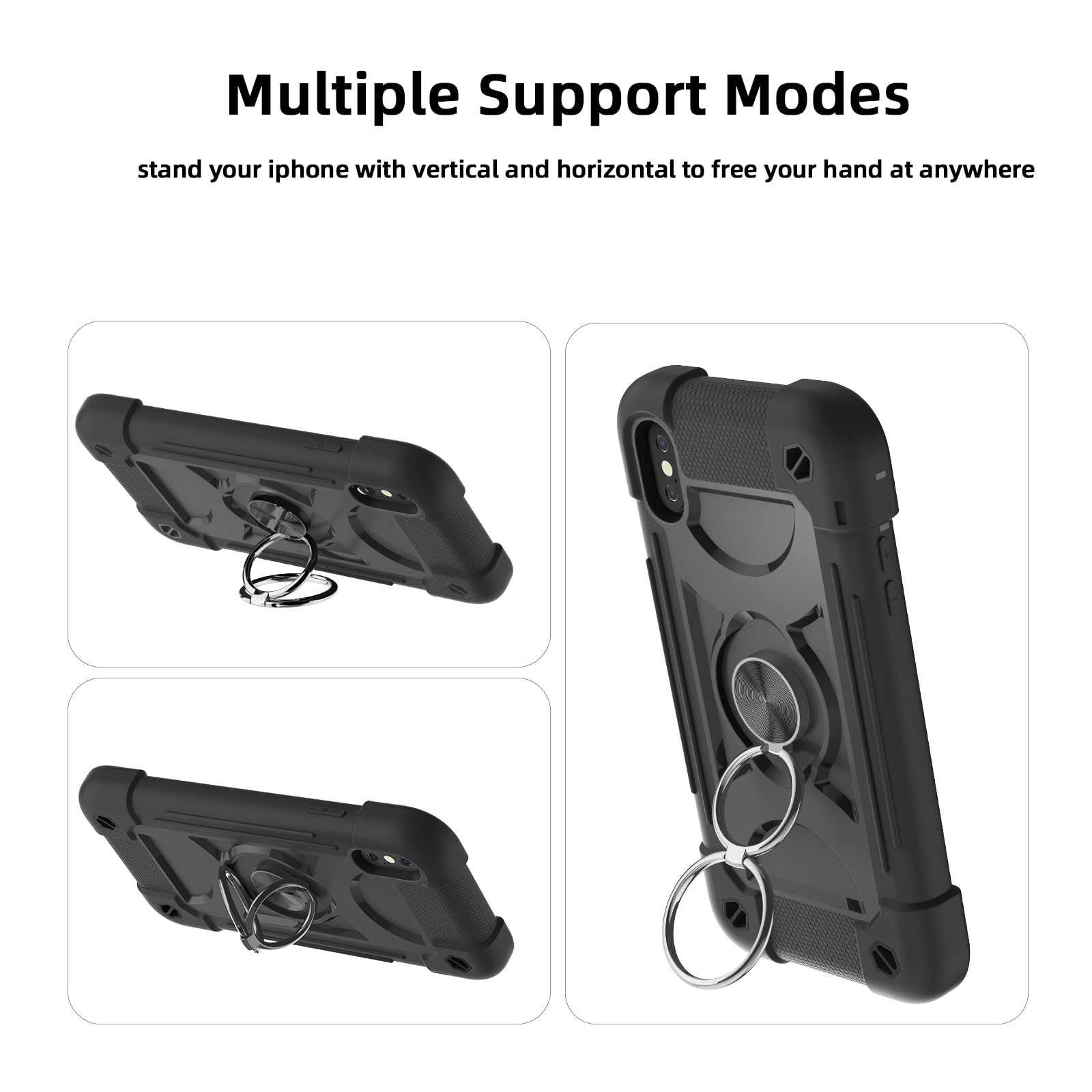 MARKILL iPhone Xs Max Case 6.5 Inch - Military Grade Shockproof Phone Cover with Ring Stand & Magnetic Car Mount | Perfect for Outdoor Activities, Travel & Daily Protection (Black)