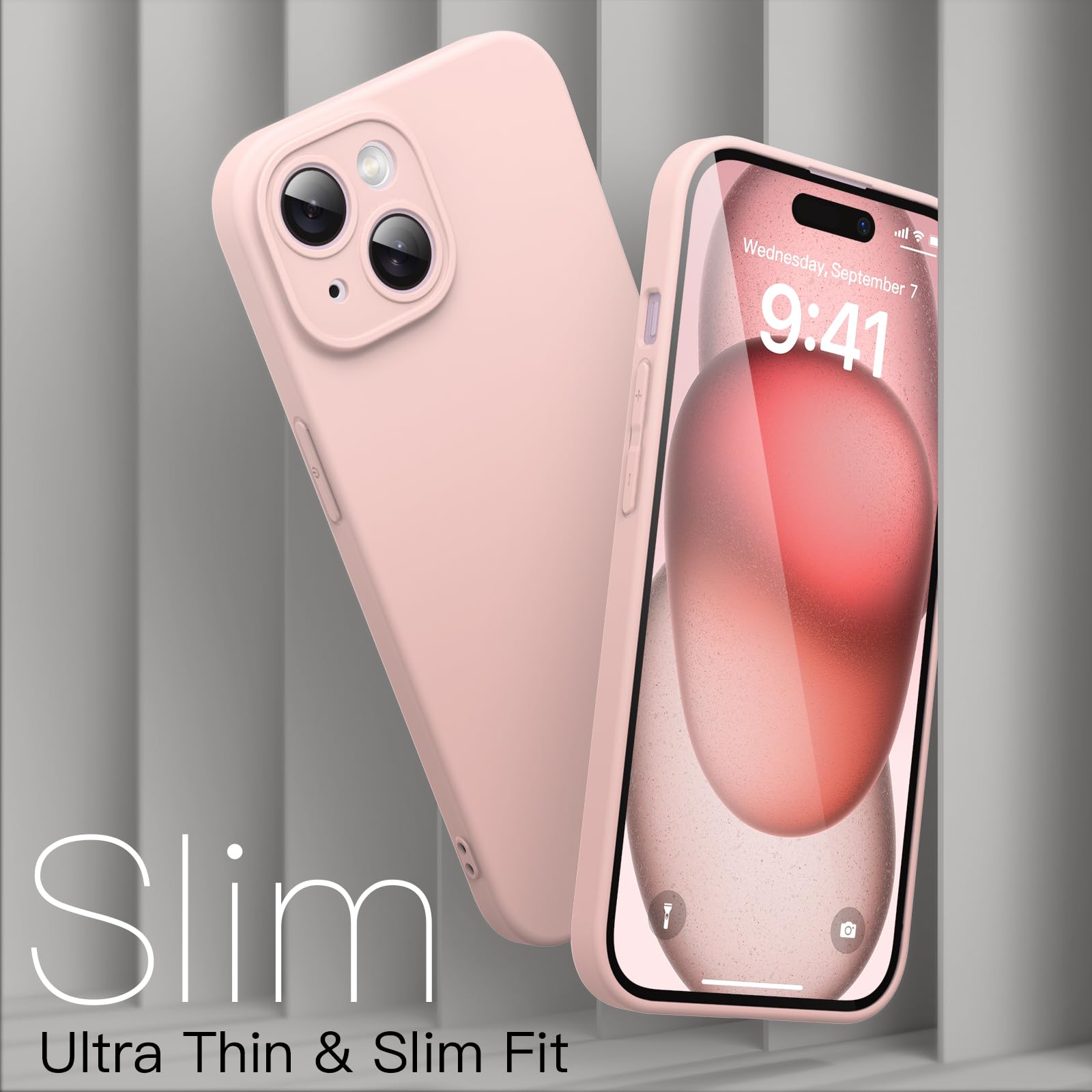 JETech Ultra-Thin Slim Case for iPhone 15 Plus 6.7-Inch - Matte Finish Minimalist Protective Cover with Full Camera Lens Protection (Pink) | Lightweight & Durable Phone Case for Everyday Use, Work, and Travel
