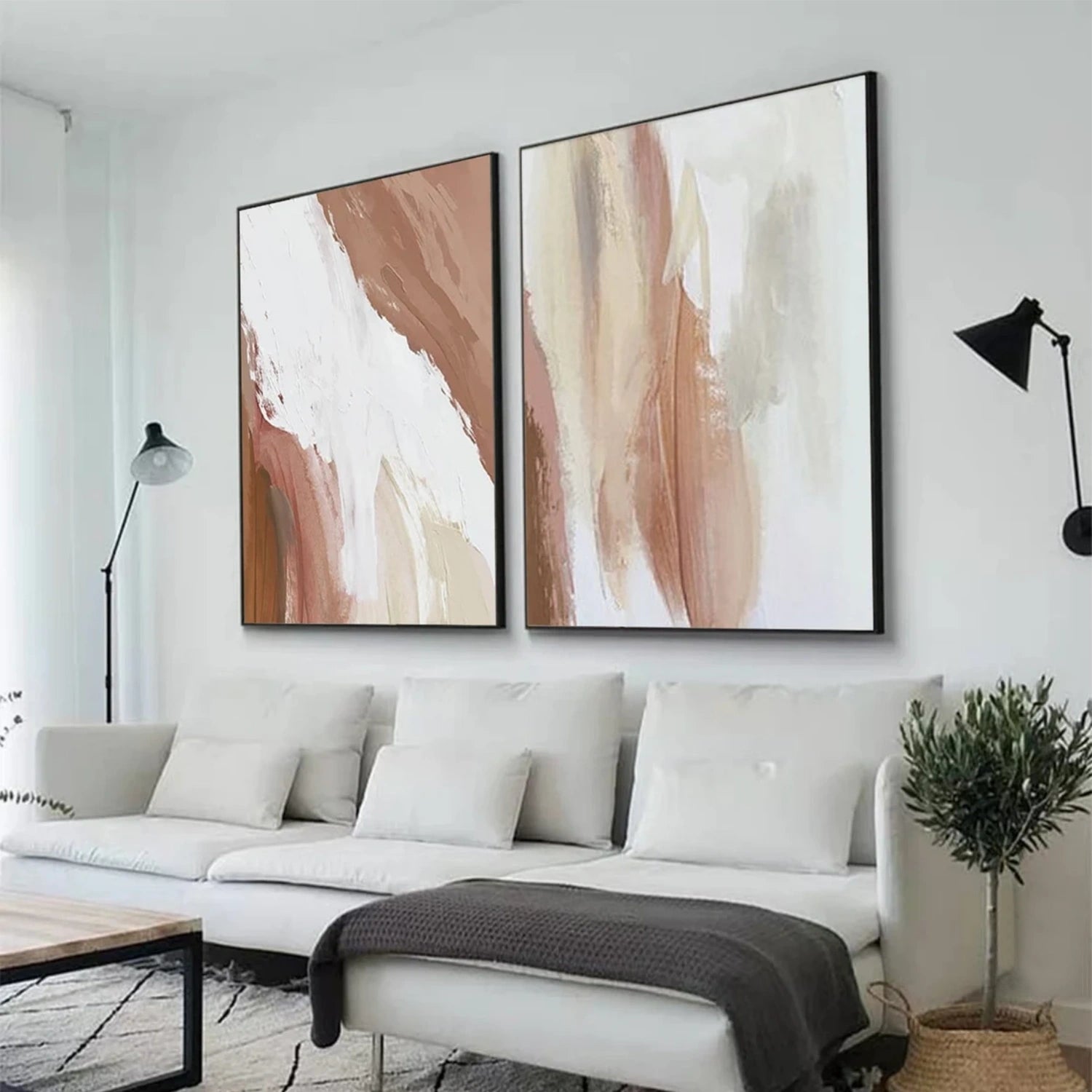 Abstract Painting Set of 2 - Modern Wall Art for Living Room & Bedroom Decor | #AB 415