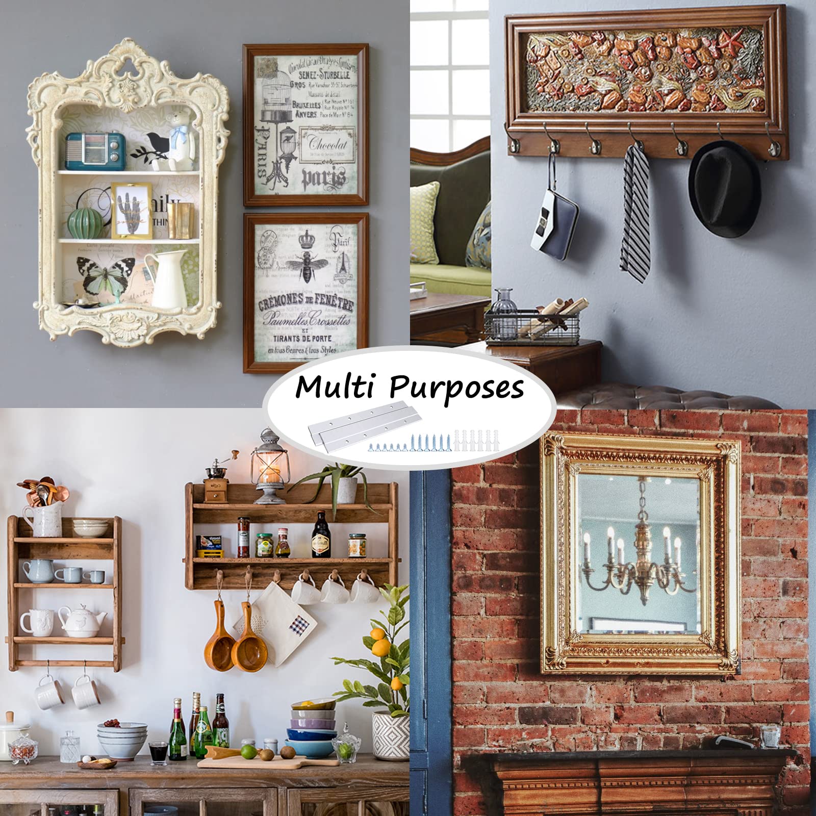French Cleat Picture Hanger - Heavy Duty Aluminum Z Hanger Wall Mount Bracket Kit (6 Inch, 2 Pairs) for Framed Art, Mirrors & Shelves - Secure Interlocking Hardware for Home & Office Decor