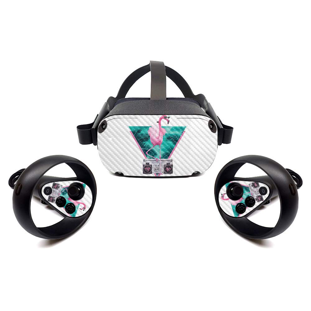 Premium Carbon Fiber Skin for Oculus Quest 2 - Miami Flamingo Design | Protective & Durable Textured Cover | Easy to Apply & Remove | Made in USA | Perfect for Gaming, VR Protection & Customization