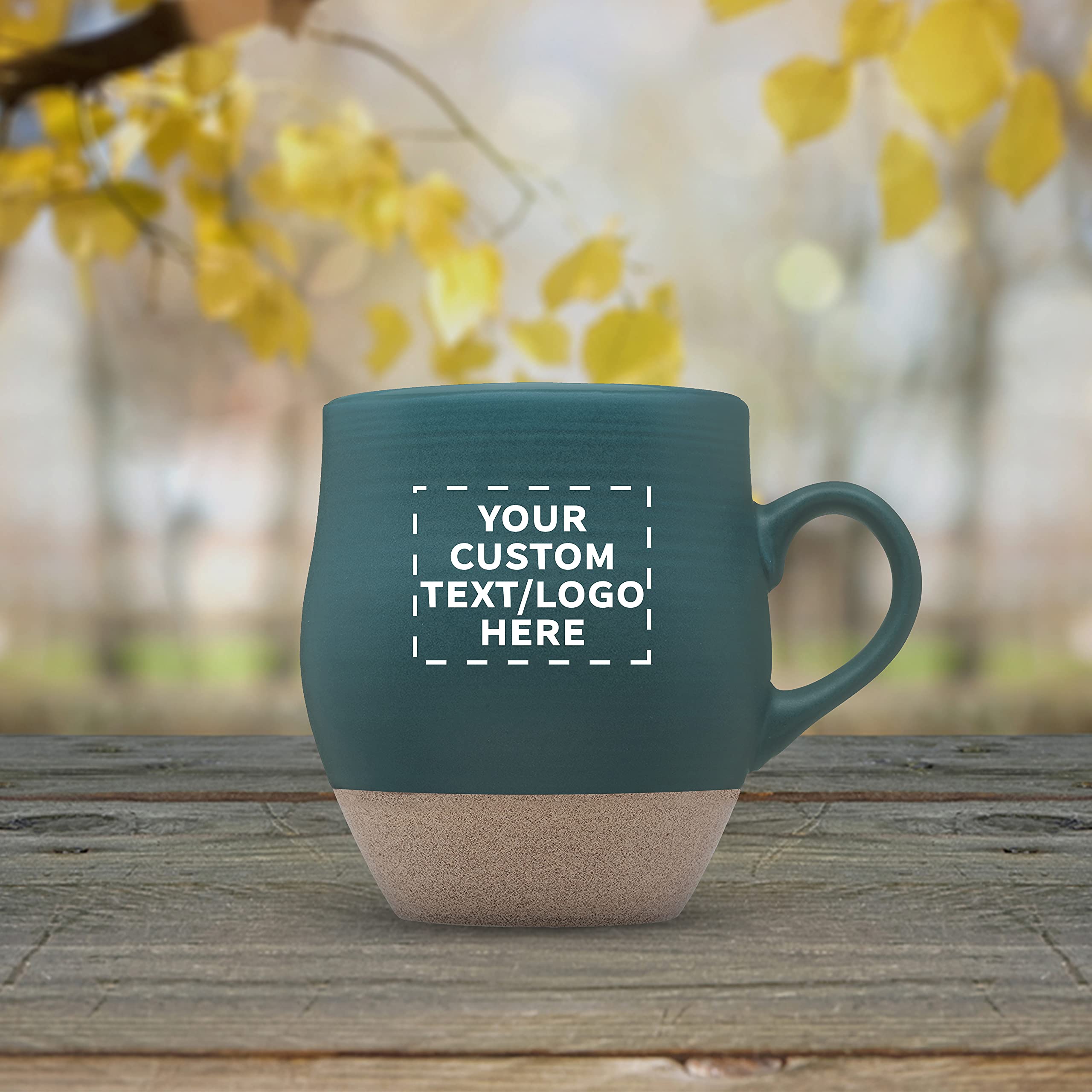 Premium 16 oz Admiral Ceramic Coffee Mugs Set of 50 - Customizable Text & Logo - Stoneware Drinkware with C-Handle - Green - Perfect for Offices, Restaurants & Corporate Gifts
