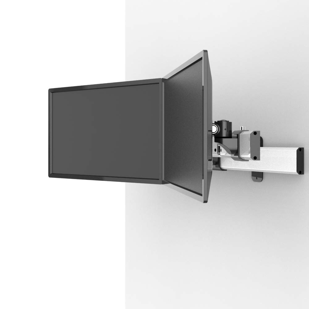 Adjustable Dual Monitor Wall Mount Bracket - Slideable & Tiltable for 13-32 Inch Screens - Perfect for Home Office, Gaming & Workspace Setup
