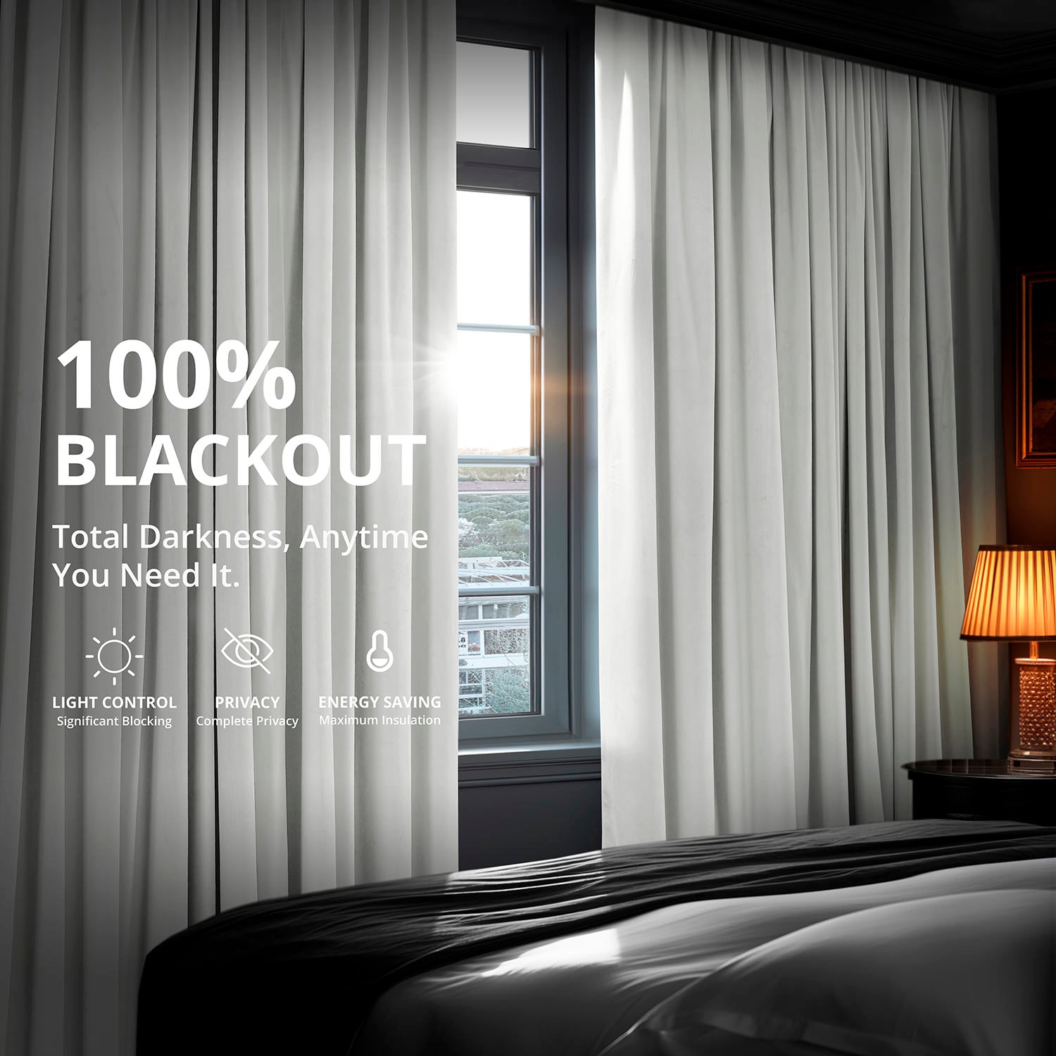 Premium White French Pleat Blackout Curtains - Thermal Insulated Velvet Drapes for Bedroom & Living Room - Noise Reducing & Light Blocking Window Treatments for Home Decor