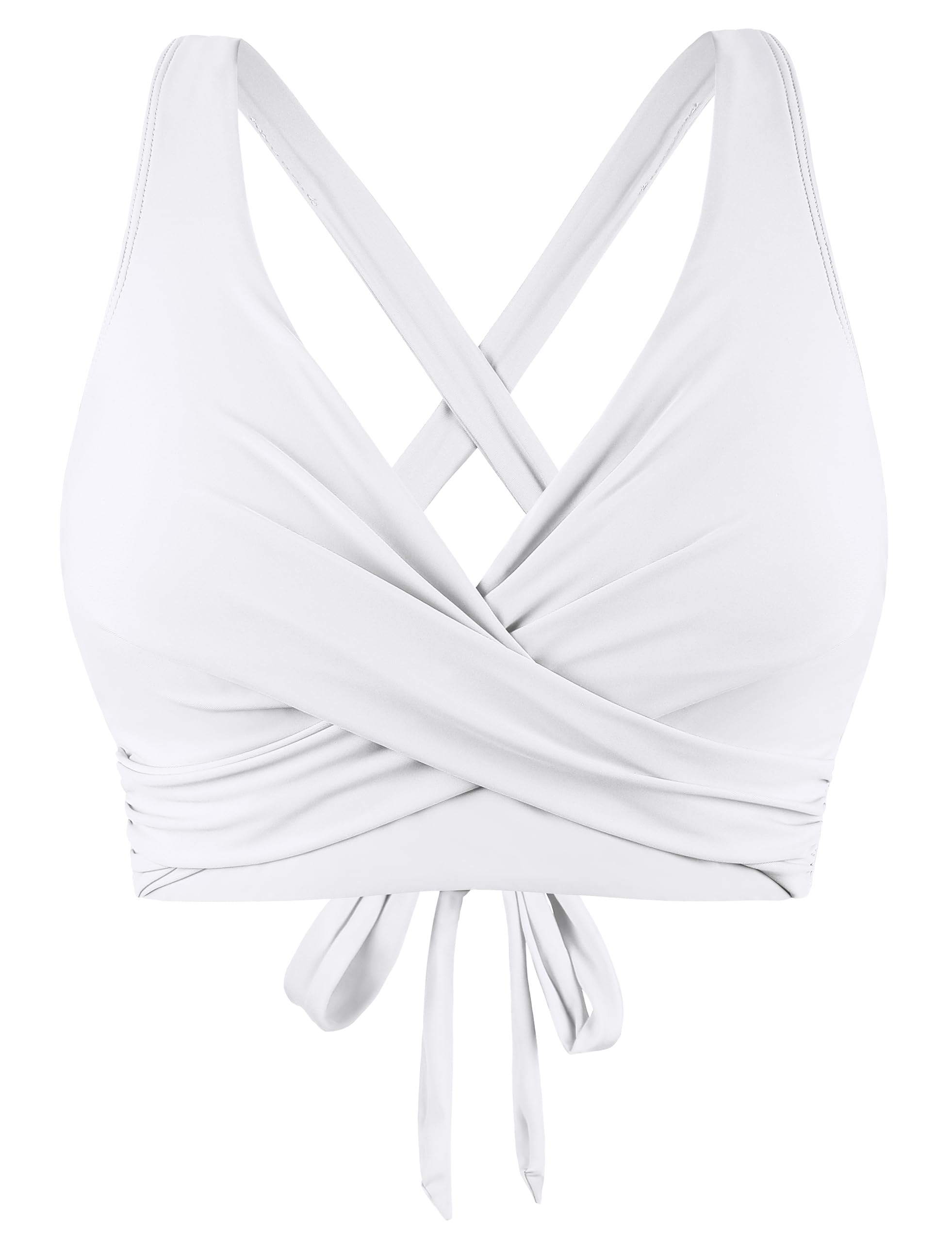 Firpearl Women's Underwire Full Coverage Bikini Top - Criss Cross Push Up Swim Crop Top with Tie Back - Perfect for Beach, Pool & Summer Vacations