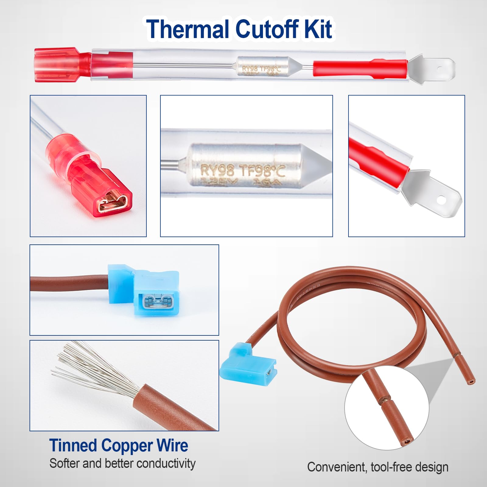 WELSPO RV Water Heater Thermal Cutoff Kit with ECO Thermostat Assembly - UL Listed Replacement for Atwood 91447 & 93866-RV (6-Piece Set) - Perfect for RV Water Heater Repair & Maintenance