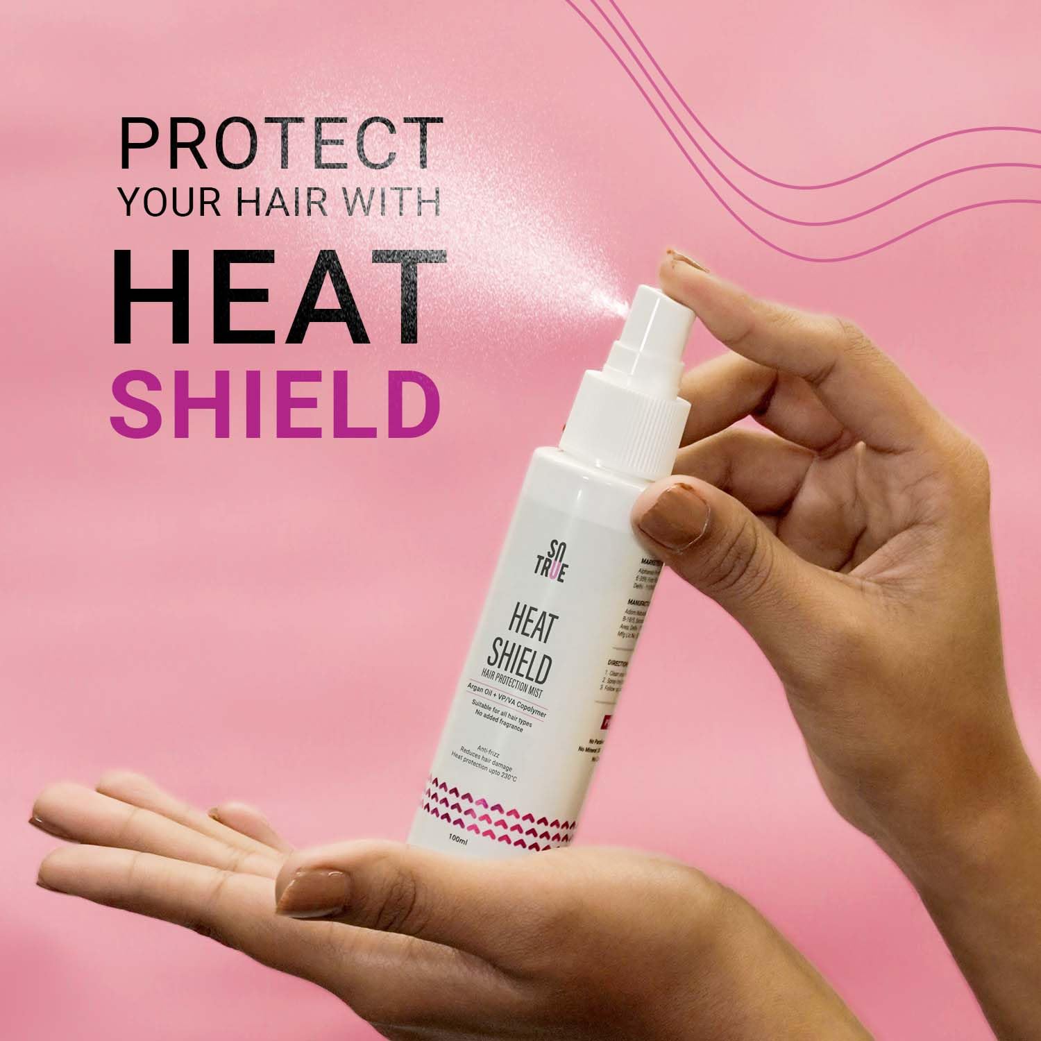 Sotrue Heat Shield Hair Protection Spray - Anti-Frizz & Damage Control for All Hair Types | Fragrance-Free Thermal Mist (Up to 230°C/446°F) | 100ml | Perfect for Styling, Blow Drying & Flat Ironing